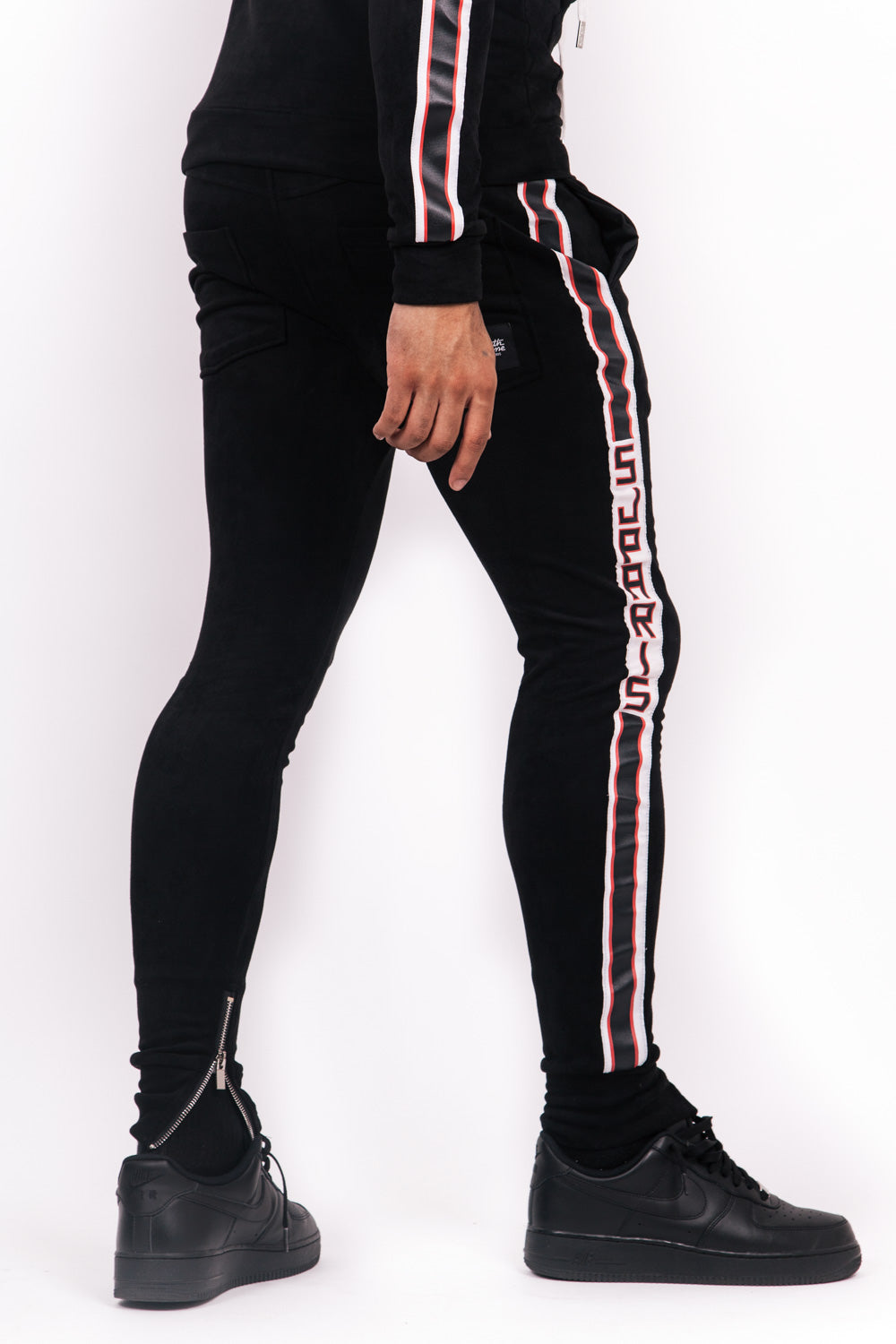 Sixth June - Jogging suédine bandes texte noir