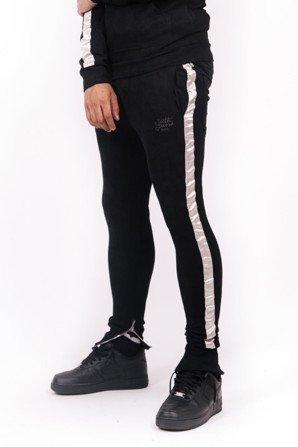 Sixth June - Jogging suédine bandes noir