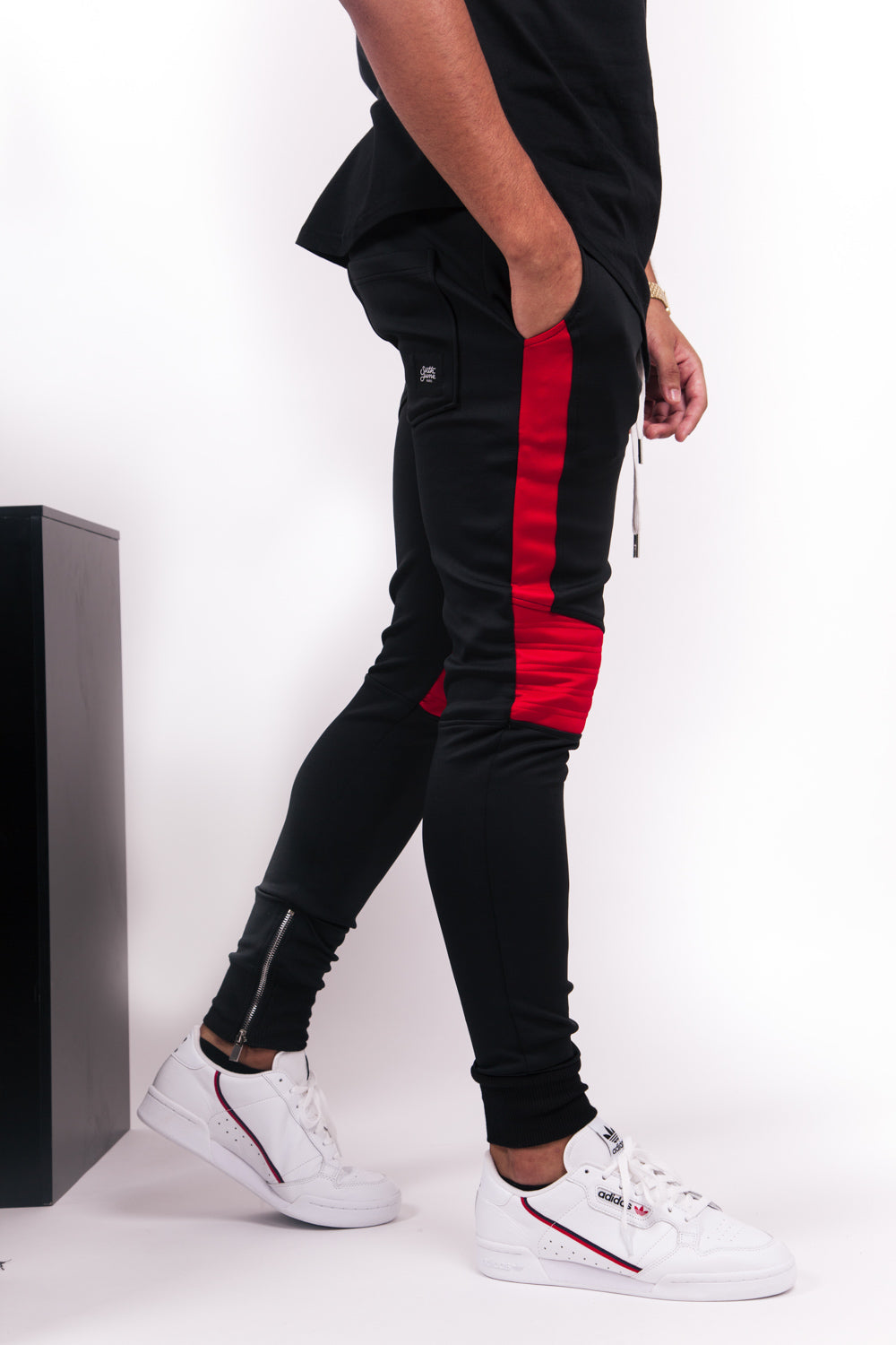 Sixth June - Jogging empiècement biker noir rouge