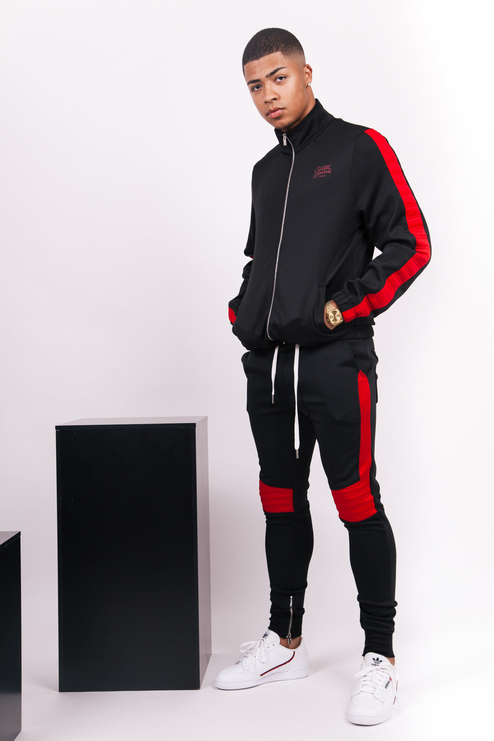 Sixth June - Jogging empiècement biker noir rouge