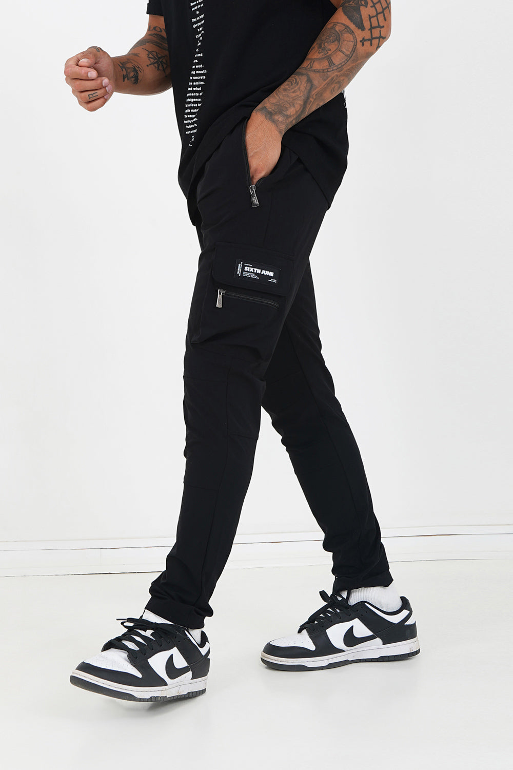 Sixth June - Pantalon poches cargo nylon Noir