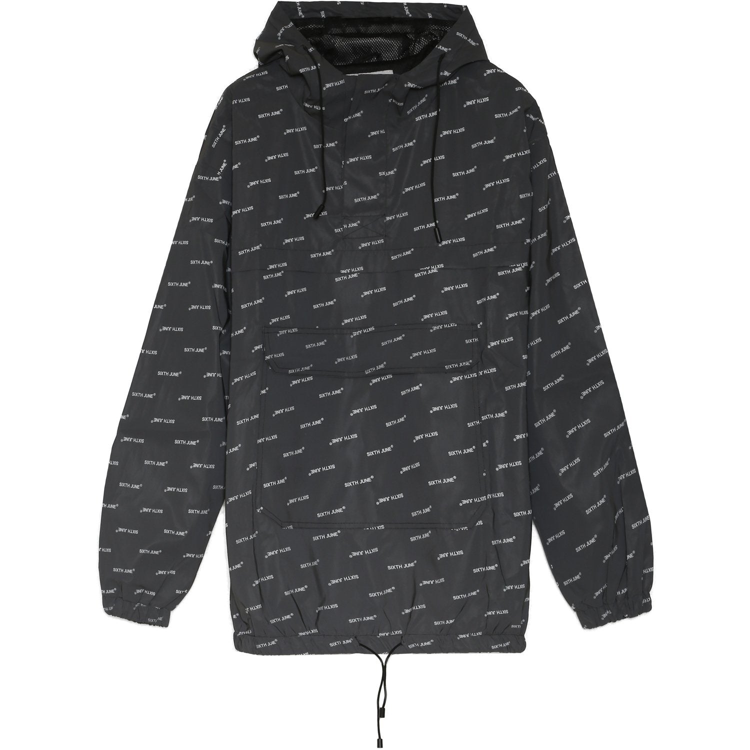 Schwarze, durchgehend reflektierende Windjacke