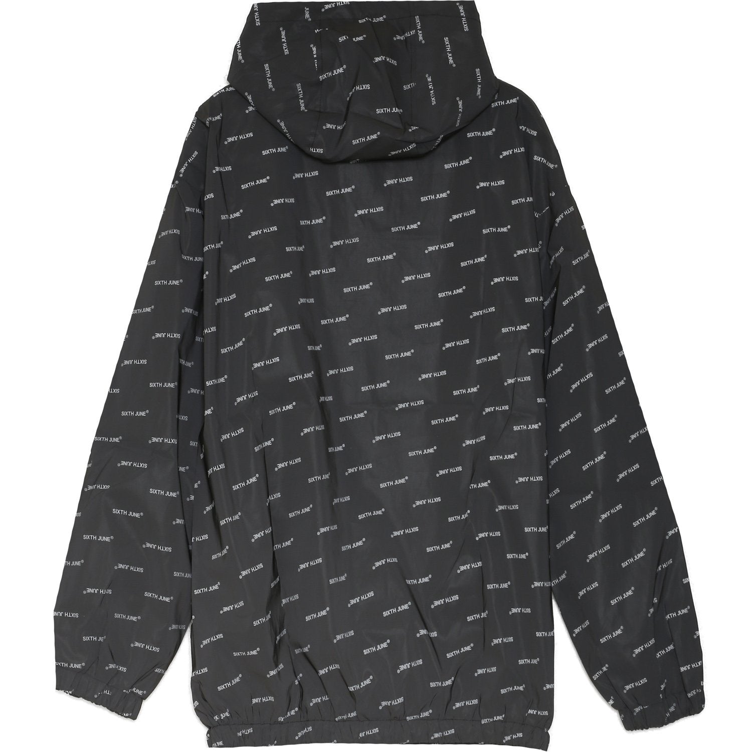 Schwarze, durchgehend reflektierende Windjacke