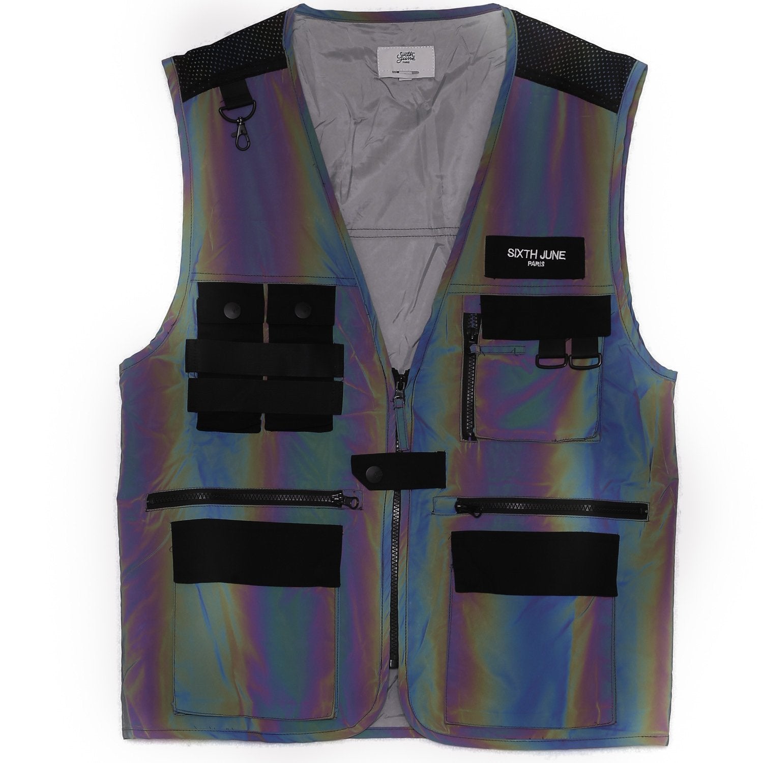 Petrol Sleeveless Multiple Pockets Jacket Dark Grey