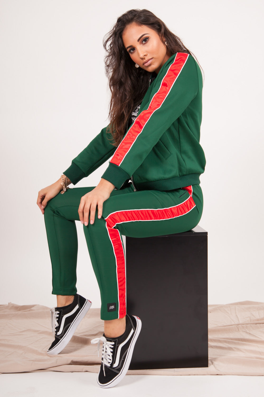 Sixth June - Jogging bandes satin vert