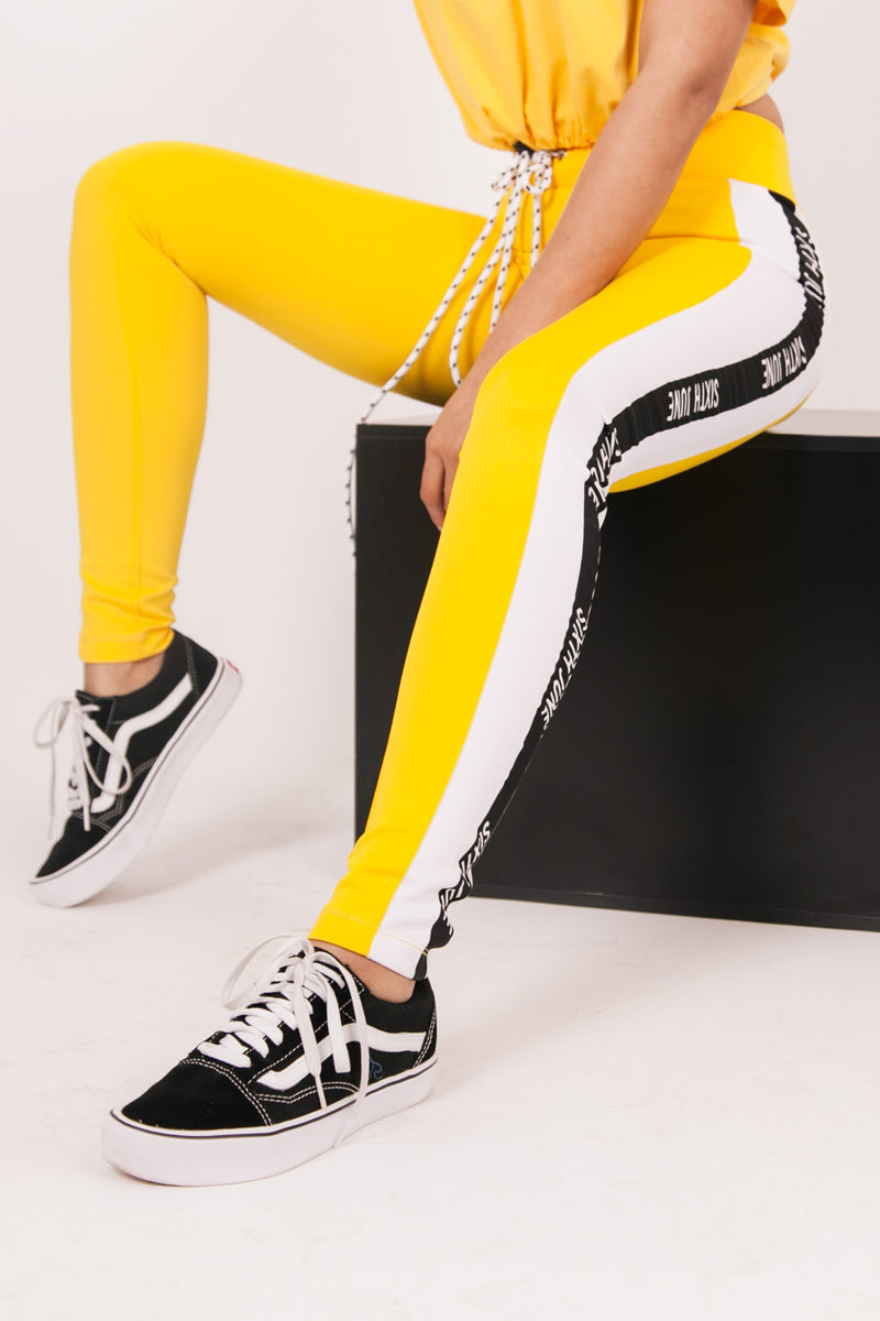 Sixth June - Legging bandes bicolores logo jaune