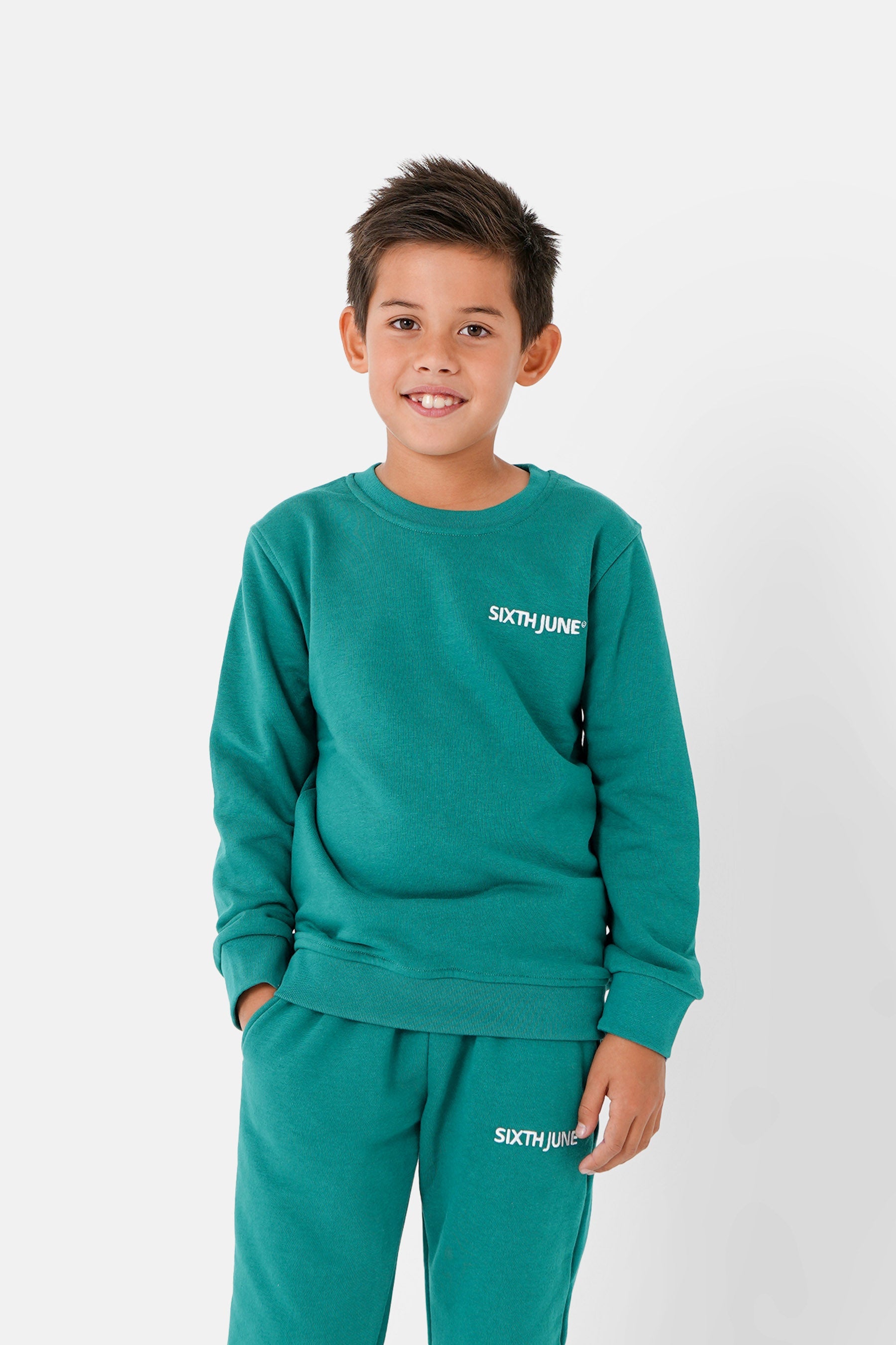 Sixth June - Sweatshirt soft logo brodé junior Vert