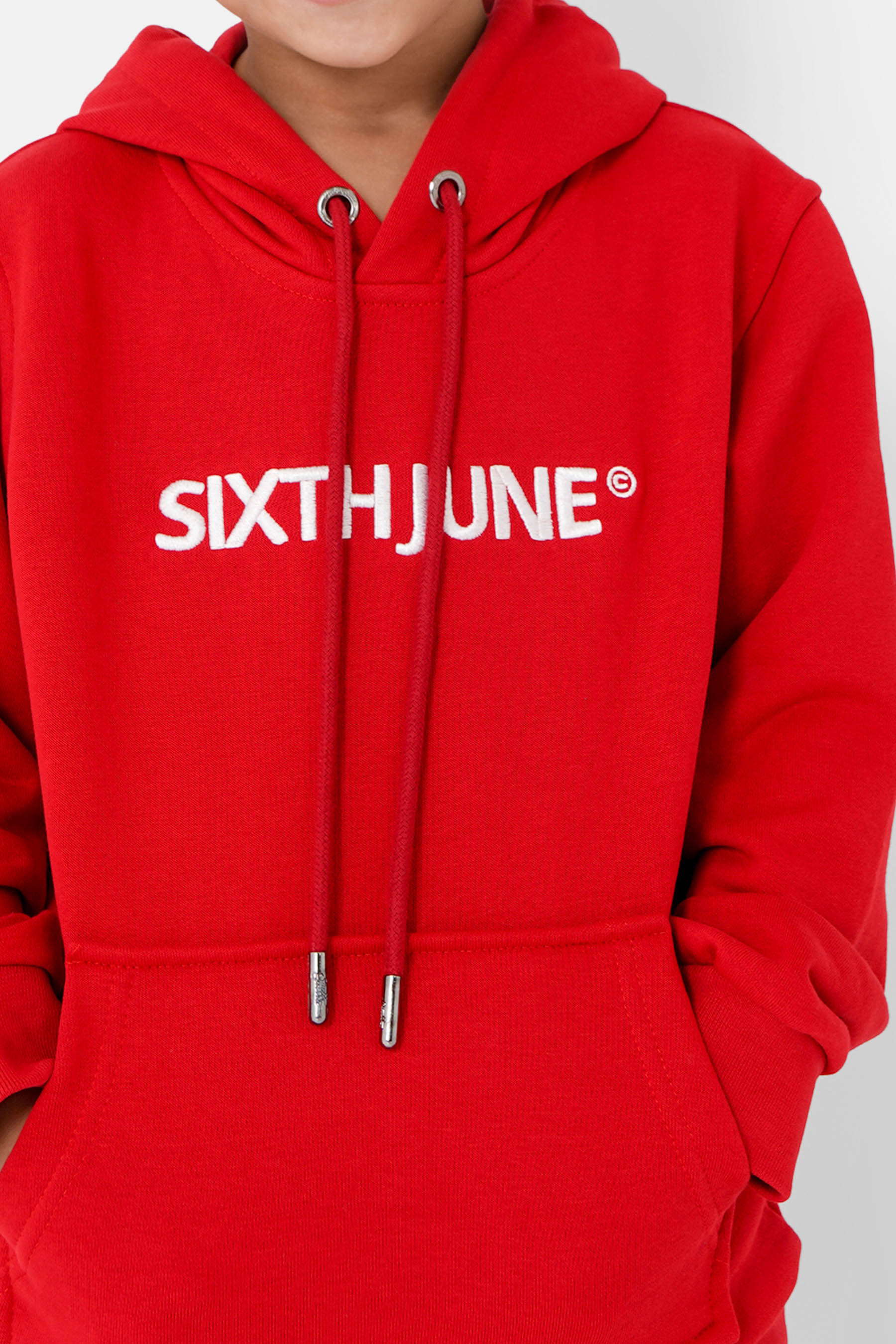 Sixth June - Sweat capuche logo brodé junior Rouge