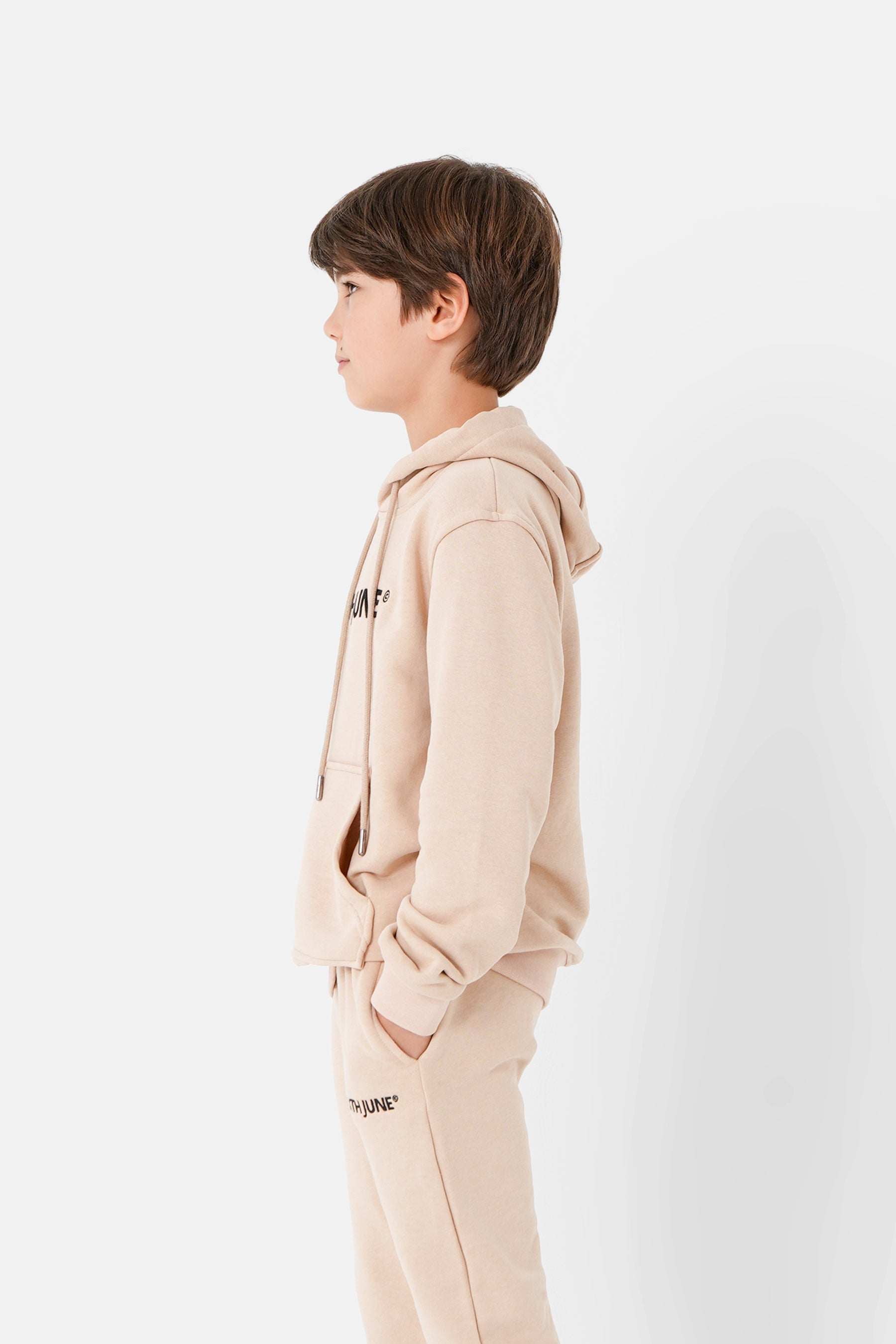 Sixth June - Sweat capuche logo brodé junior Beige