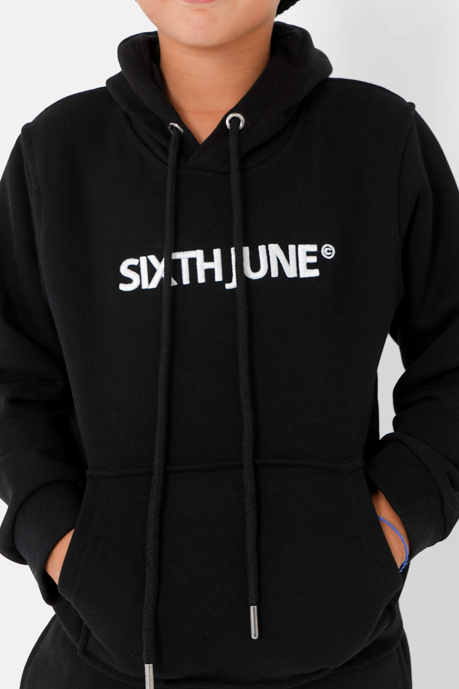 Sixth June - Sweat capuche logo brodé junior Noir