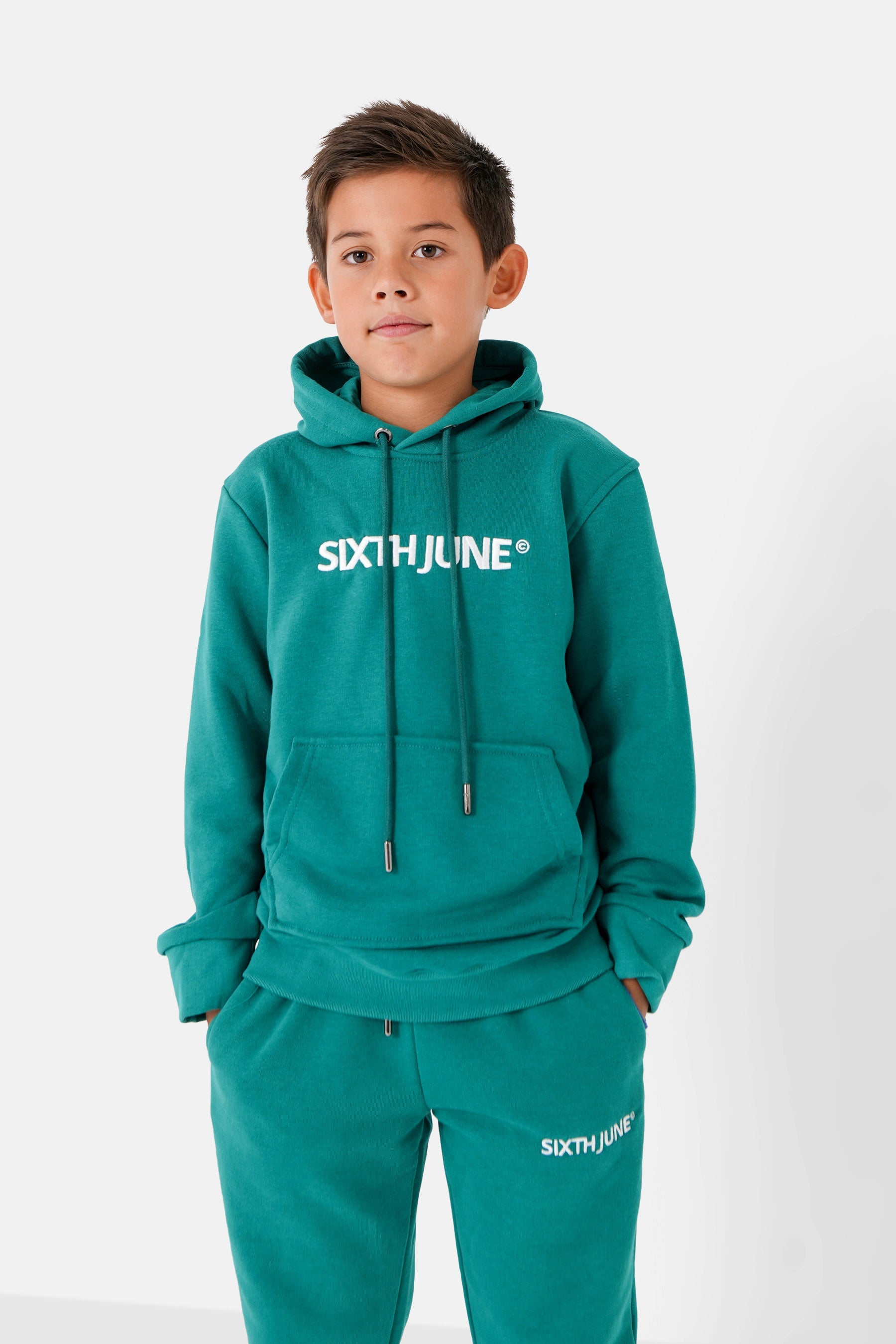 Sixth June - Sweat capuche logo brodé junior Vert