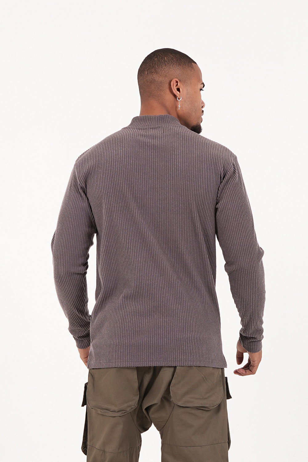 Sixth June - Pull maille côtelé col Gris taupe