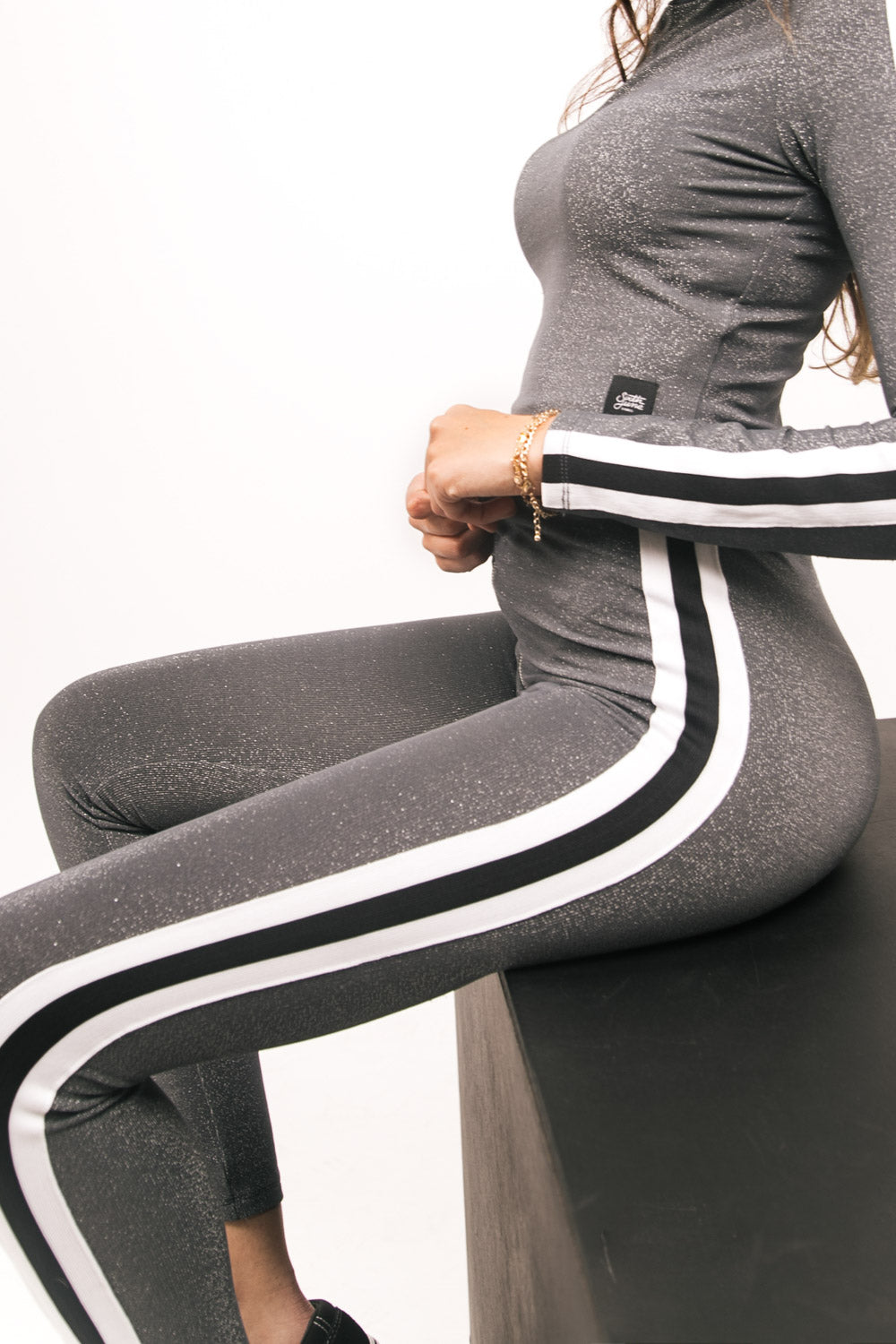 Sixth June - Legging jersey brillant bandes gris