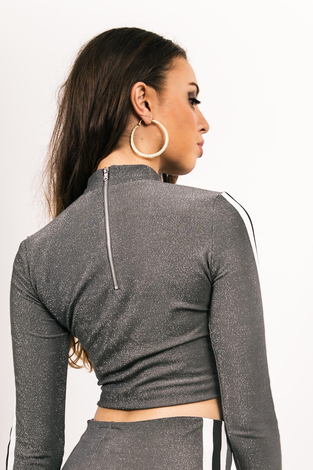 Sixth June - Crop top jersey brillant bandes gris