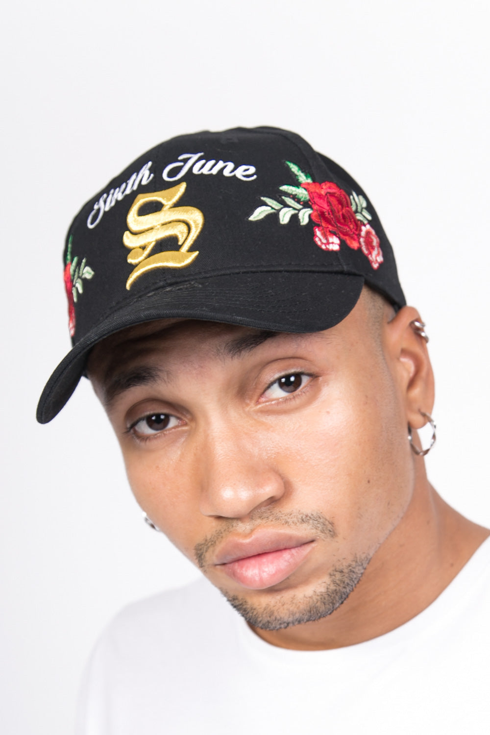 Sixth June - Casquette gothique fleurs noir blanc