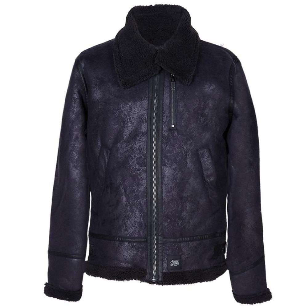 Sixth June - Veste aviateur revers faux mouton Noir