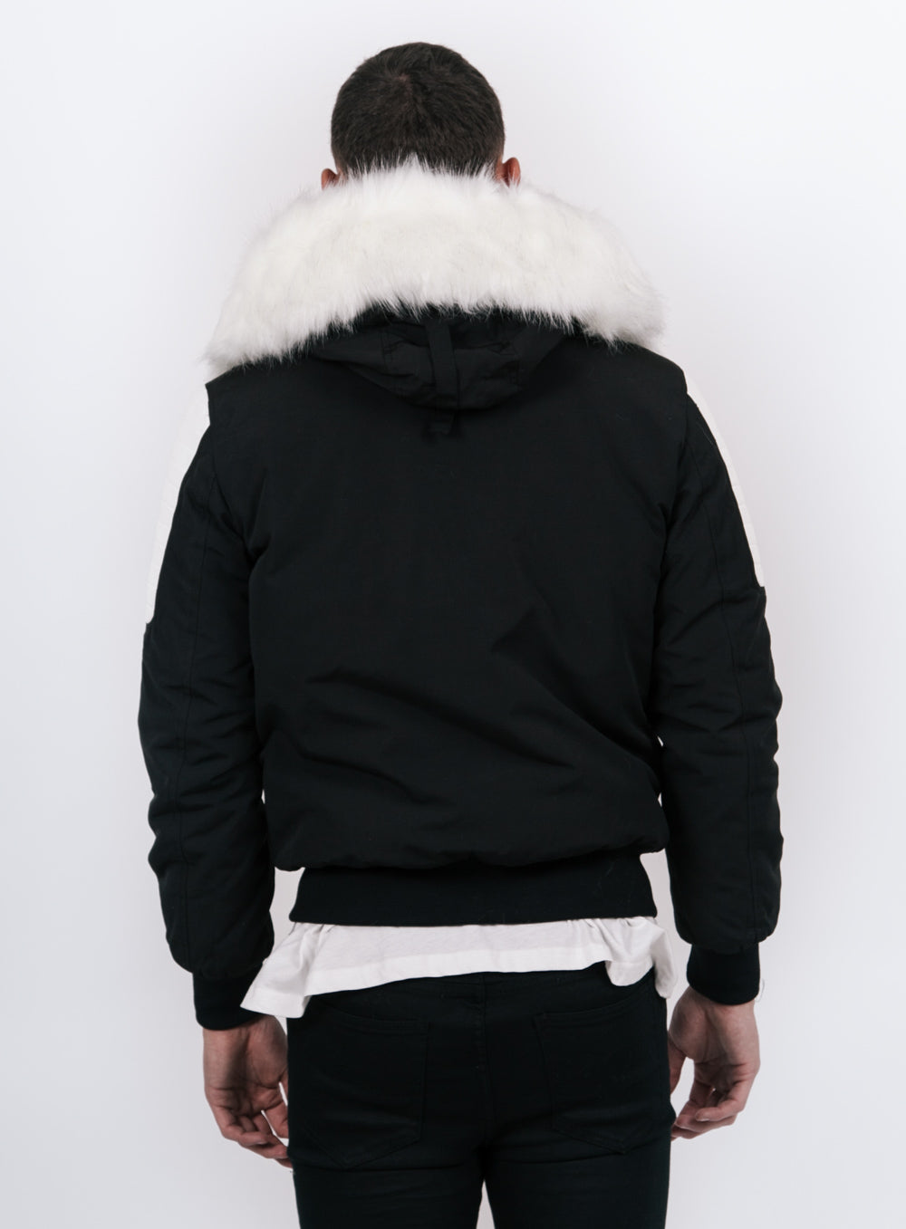 Sixth June - Manteau court biker fourrure noir blanc