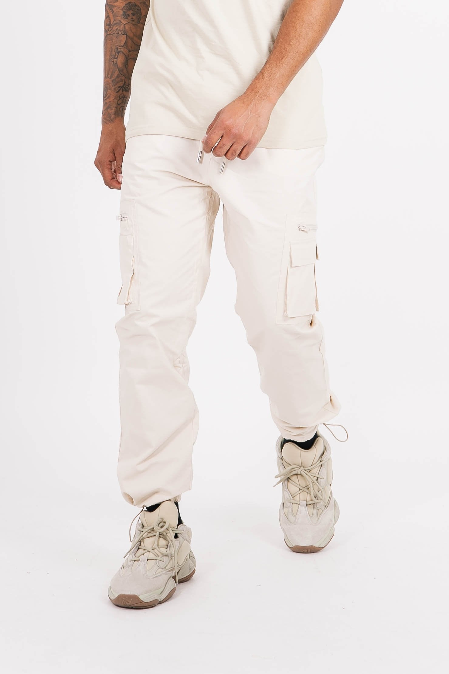 Sixth June - Pantalon cargo poches zip Beige clair
