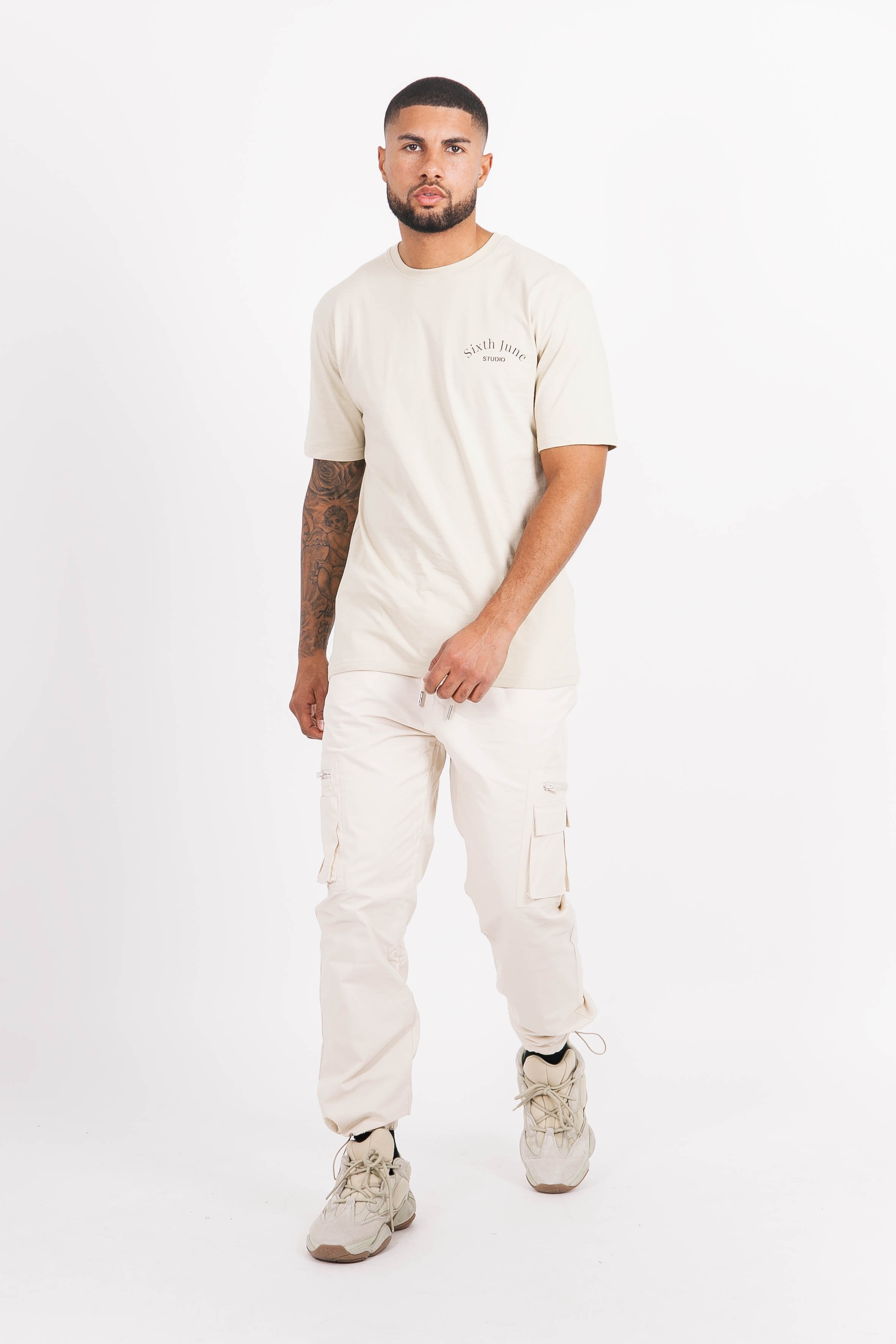 Sixth June - Pantalon cargo poches zip Beige clair