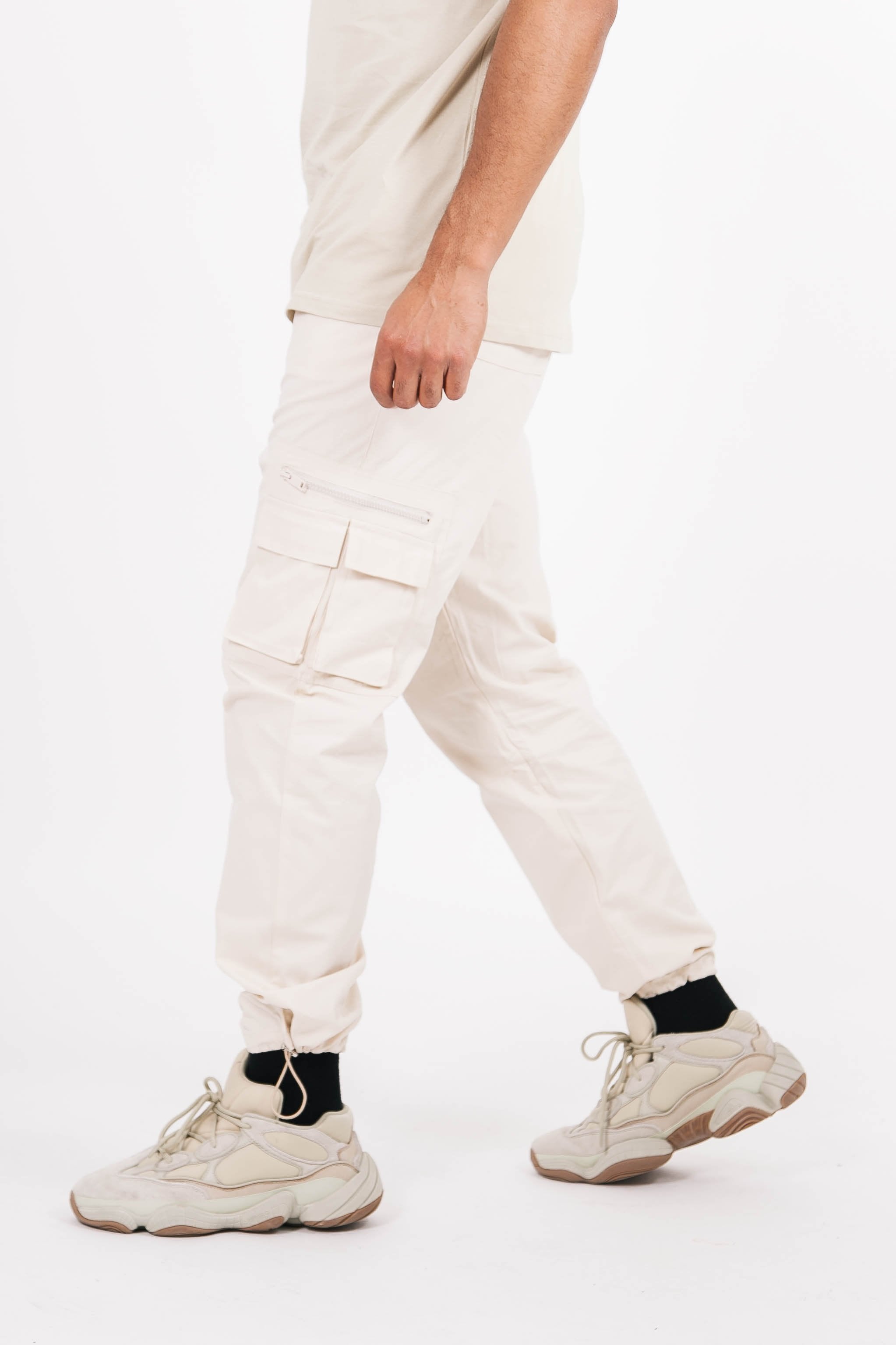 Sixth June - Pantalon cargo poches zip Beige clair