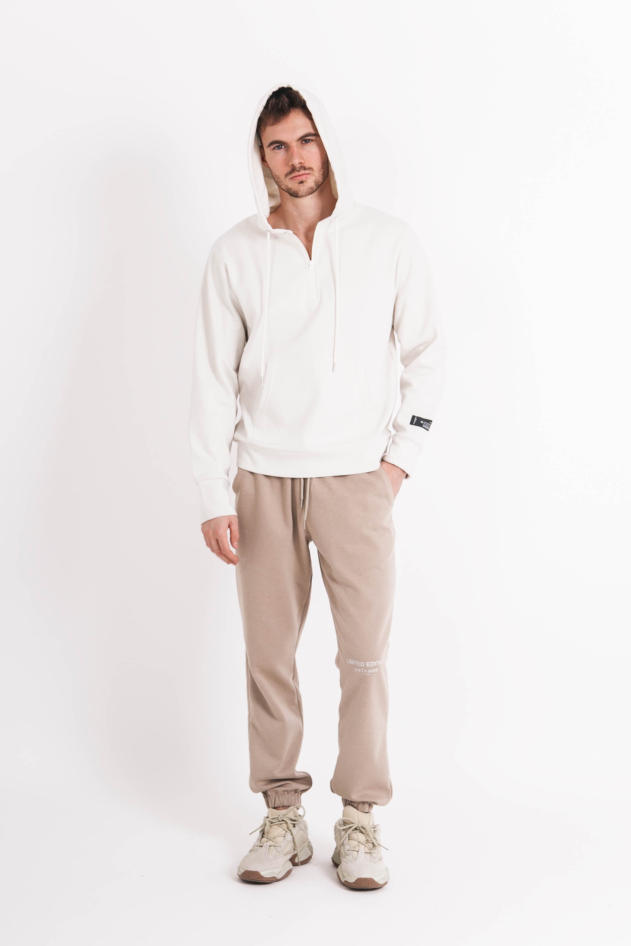 Sixth June - Sweat à capuche limited edition zip blanc cassé