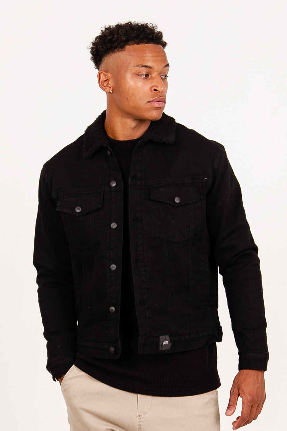 Sixth June - Veste en jean sherpa noir