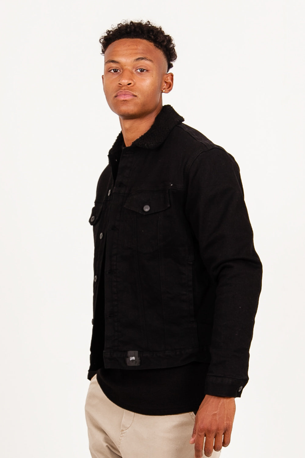 Sixth June - Veste en jean sherpa noir