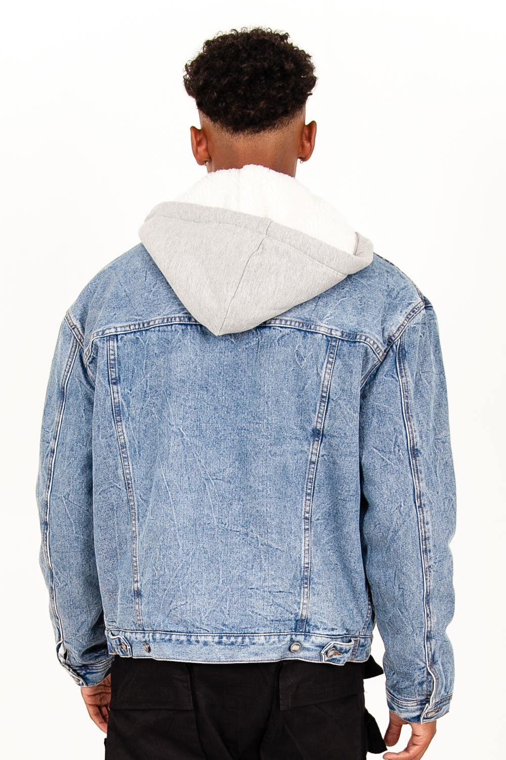 Sixth June - Veste en jean sherpa capuche bleu