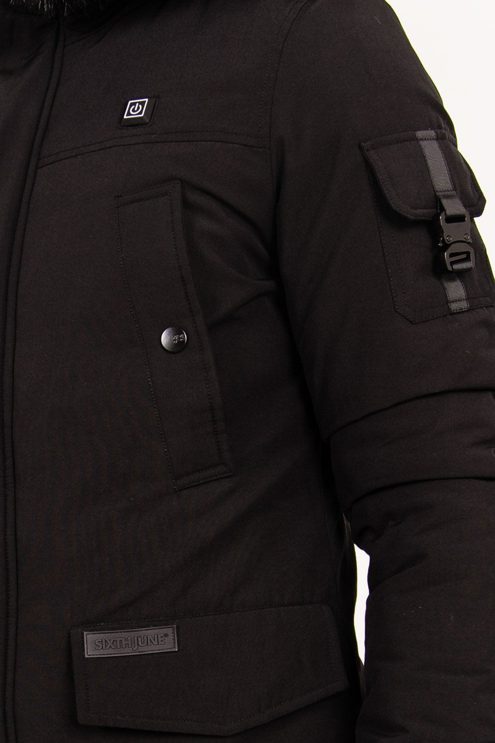 Beheizter Parka aus schwarzem Fell