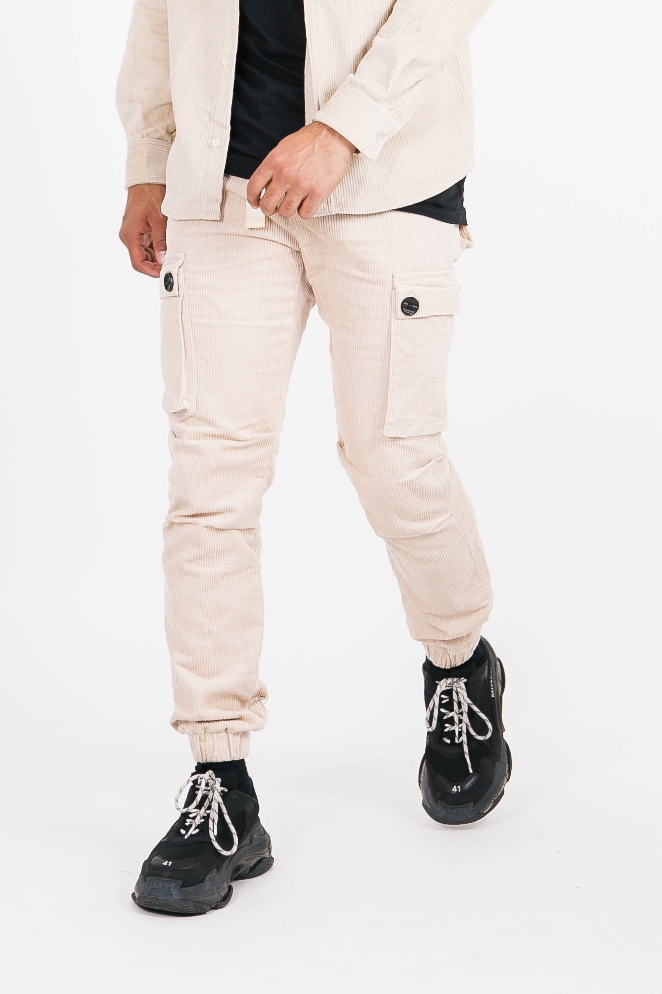 Sixth June - Pantalon cargo velours ceinture beige