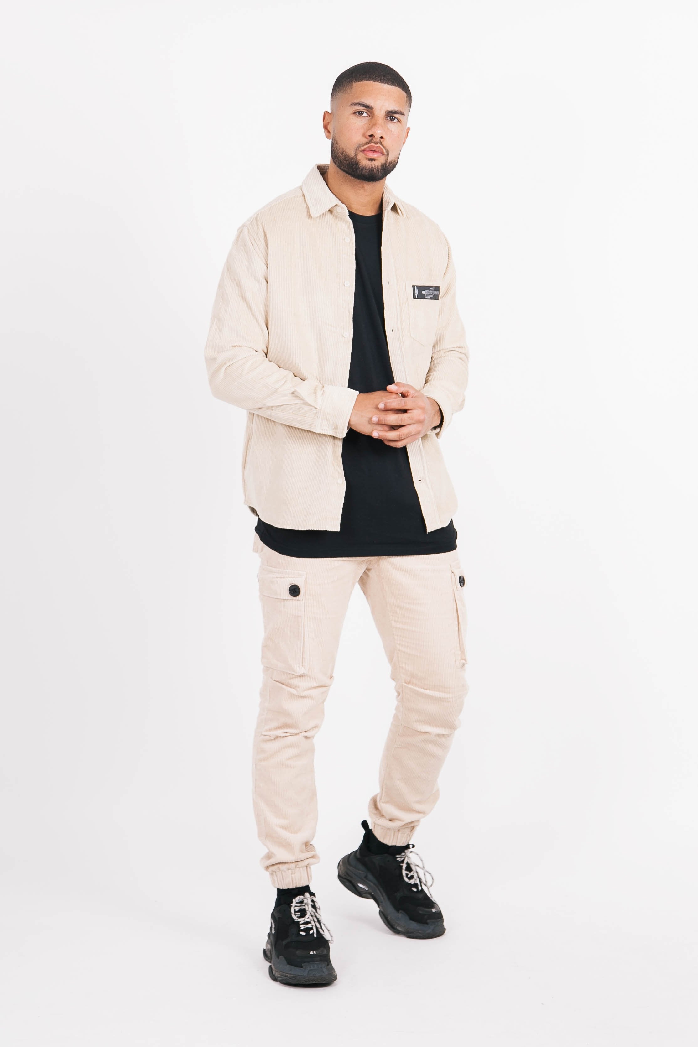 Sixth June - Pantalon cargo velours ceinture beige