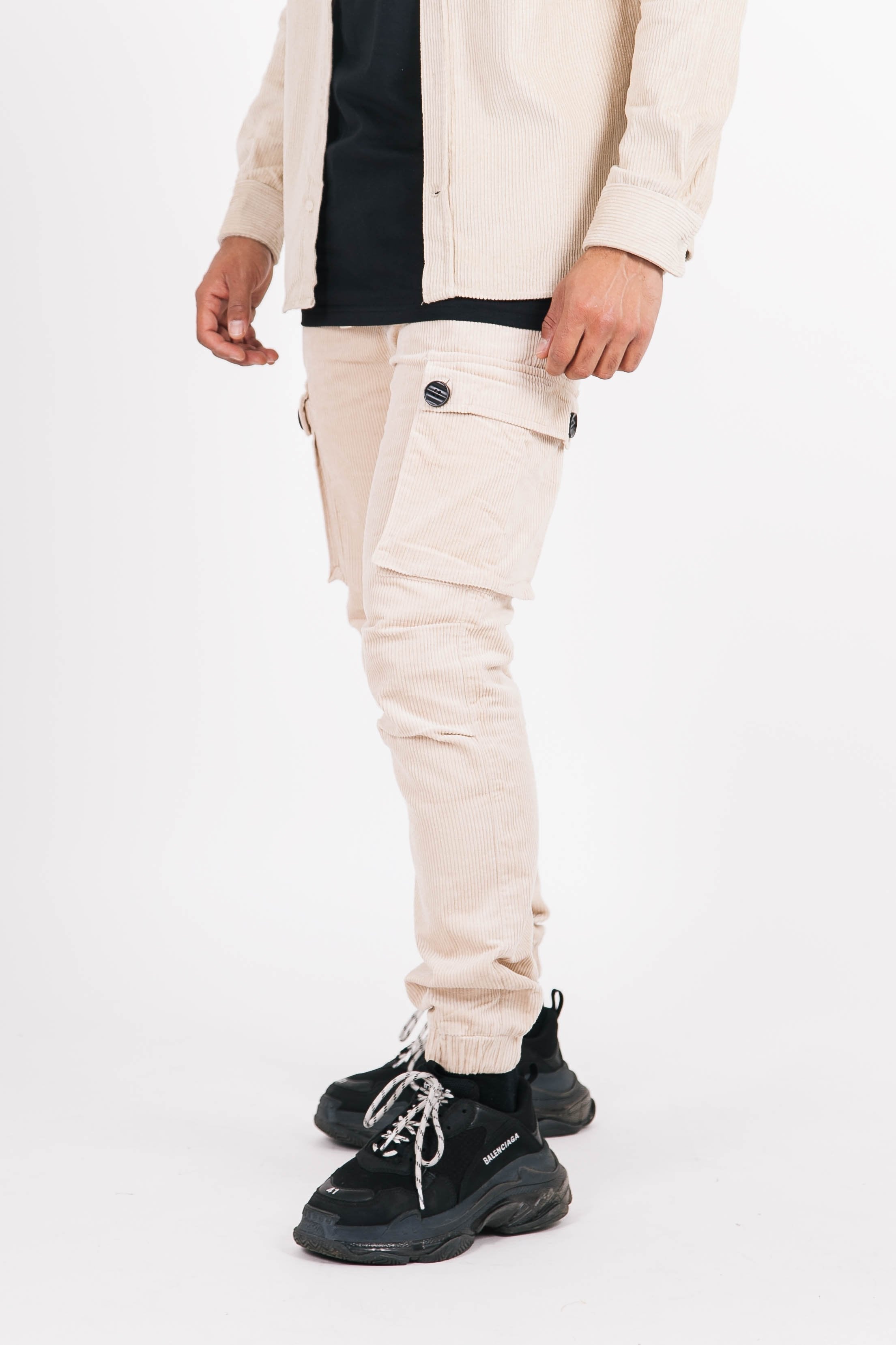 Sixth June - Pantalon cargo velours ceinture beige