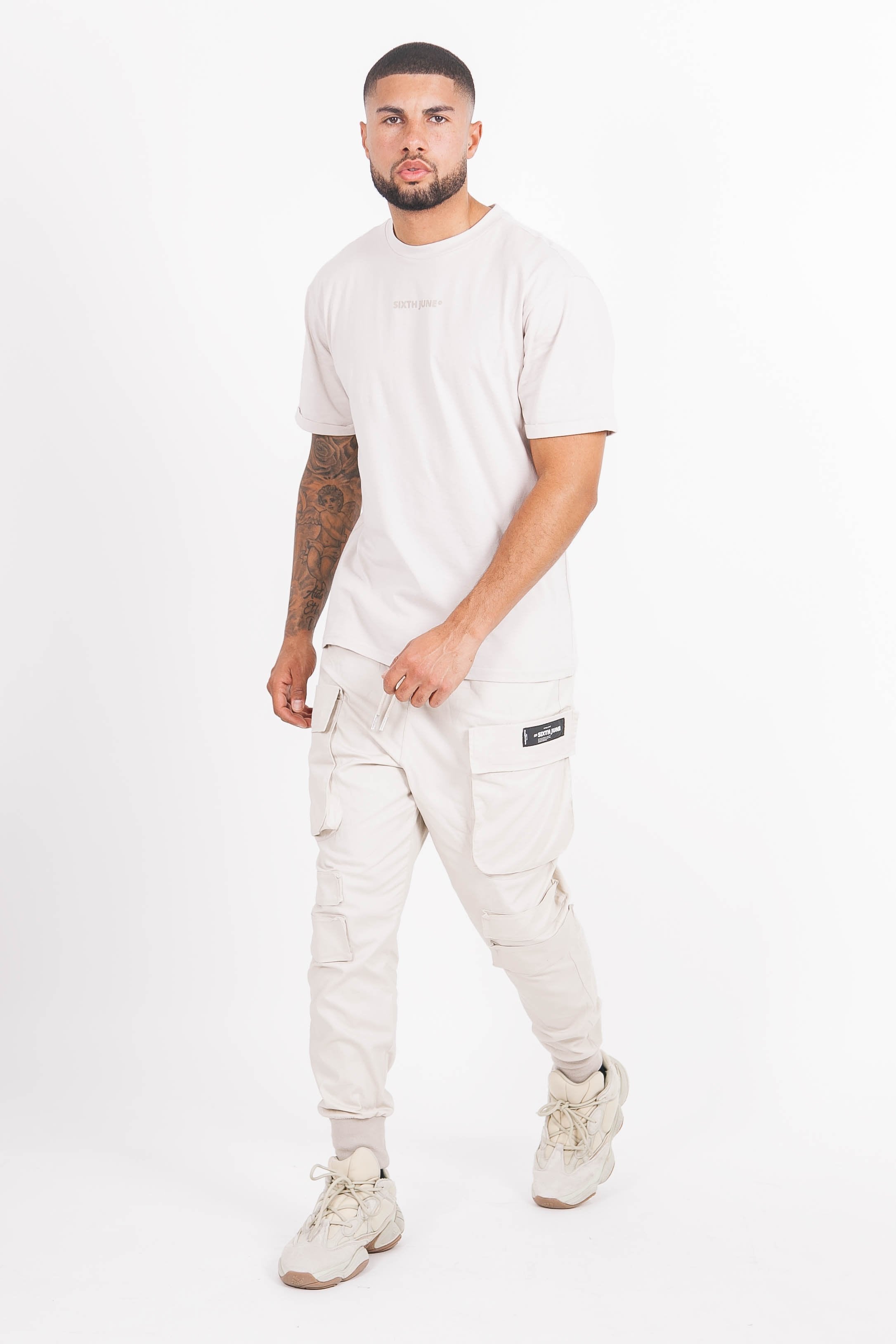 Sixth June - Pantalon cargo tactique poches beige clair