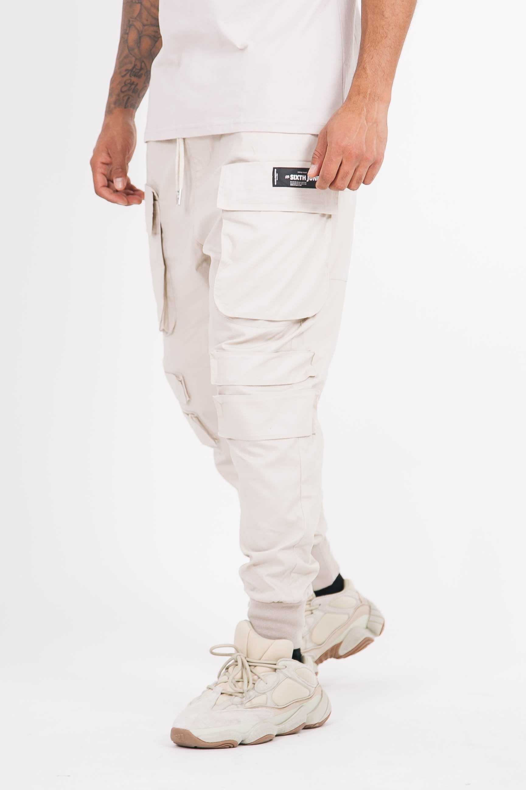 Sixth June - Pantalon cargo tactique poches beige clair