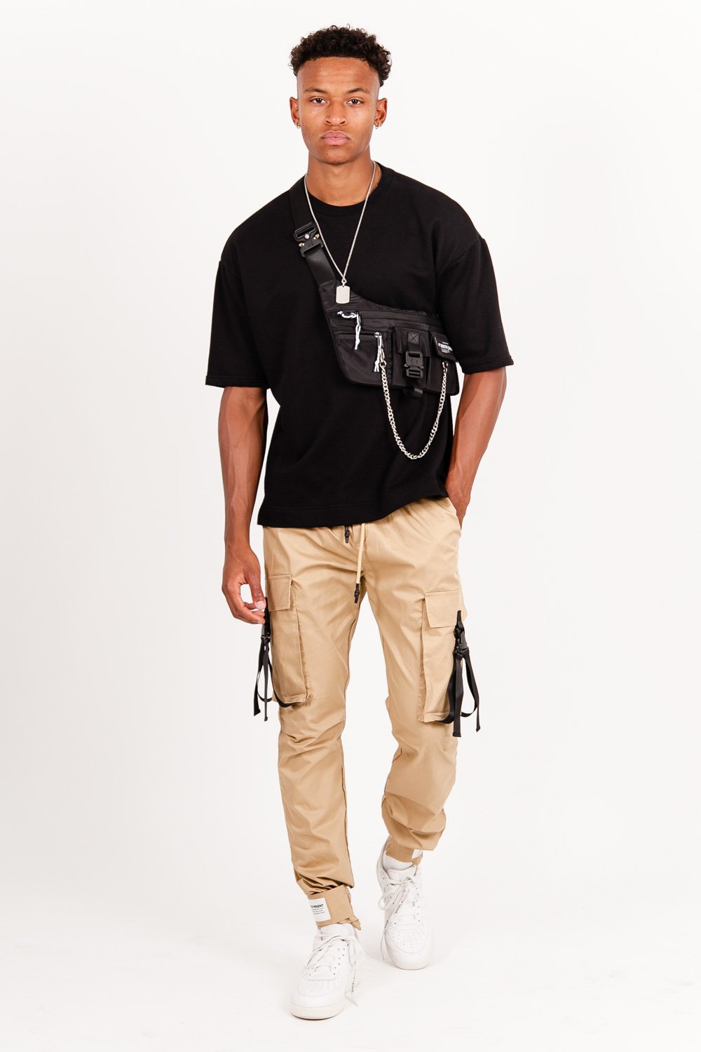 Sixth June - Pantalon cargo sangles Beige