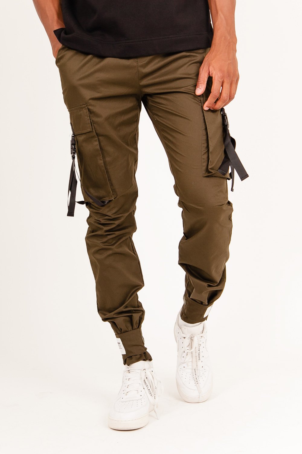Pantalon cargo sangles Vert kaki