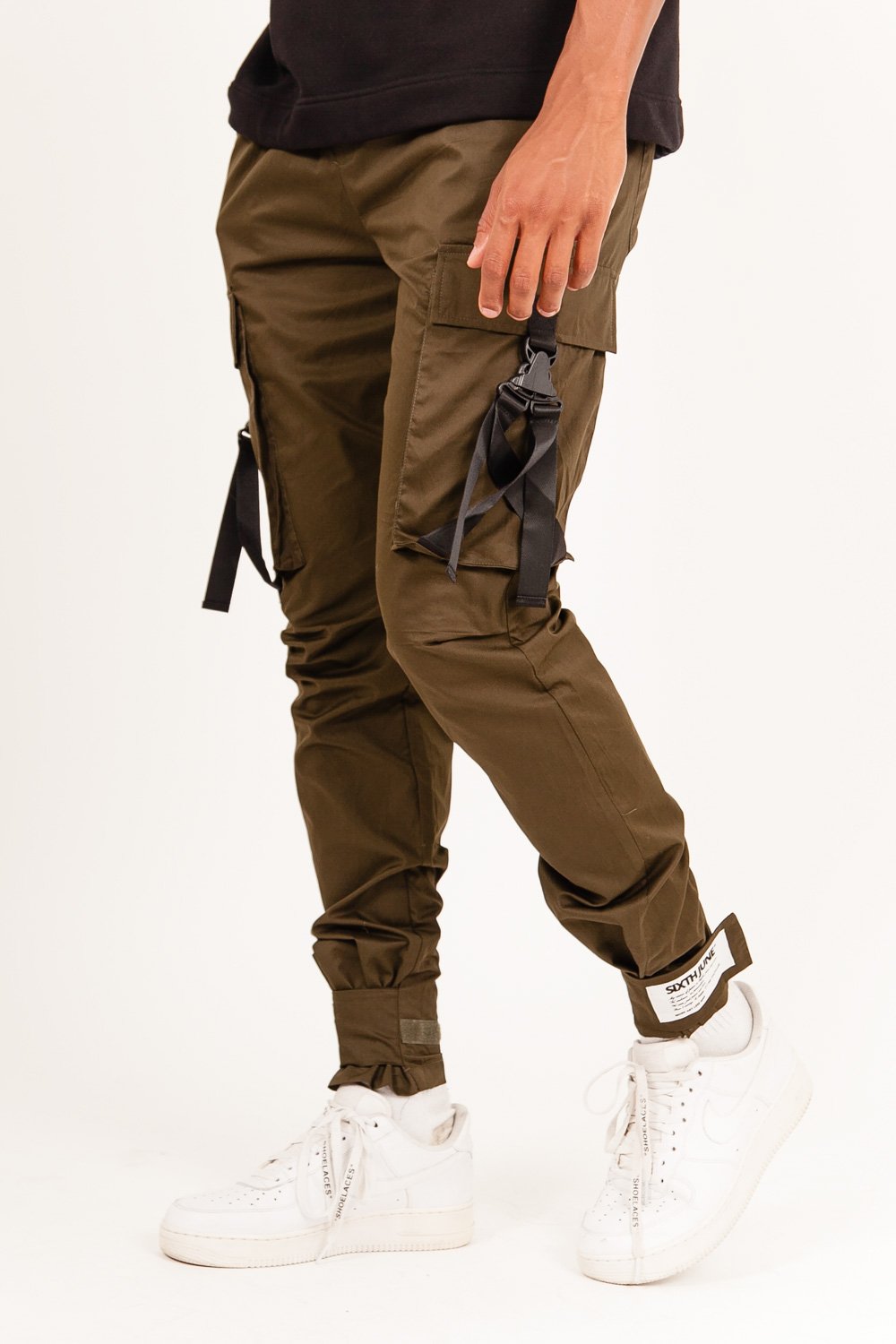 Pantalon cargo sangles Vert kaki