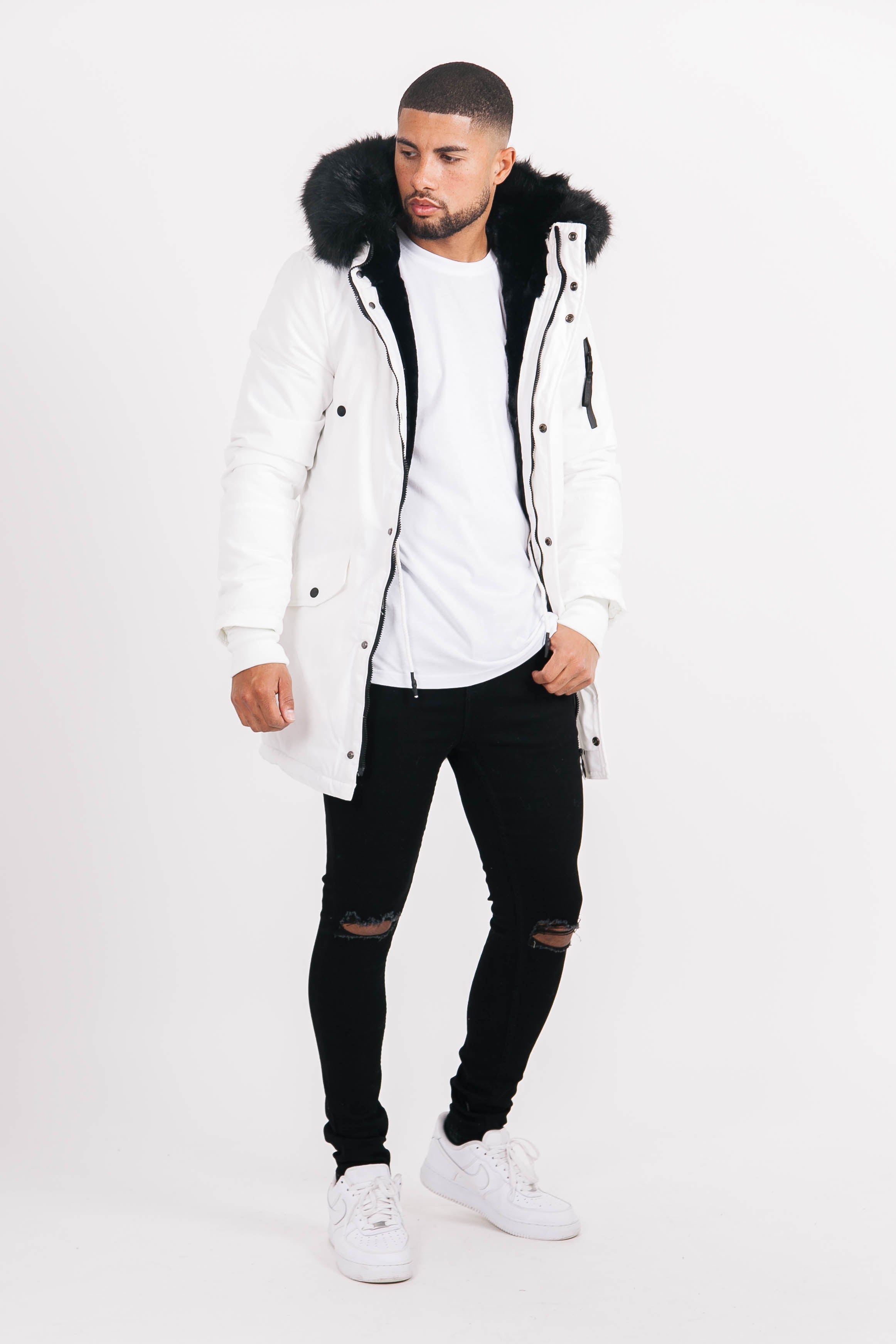 Sixth June - Parka nylon doublure fourrure blanc