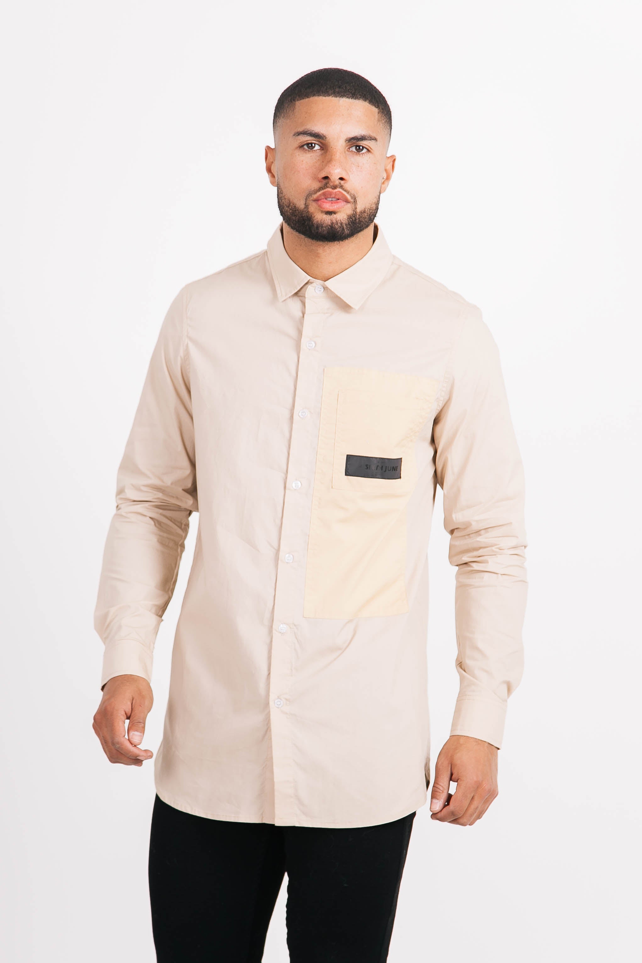 Sixth June - Chemise cargo bicolore beige