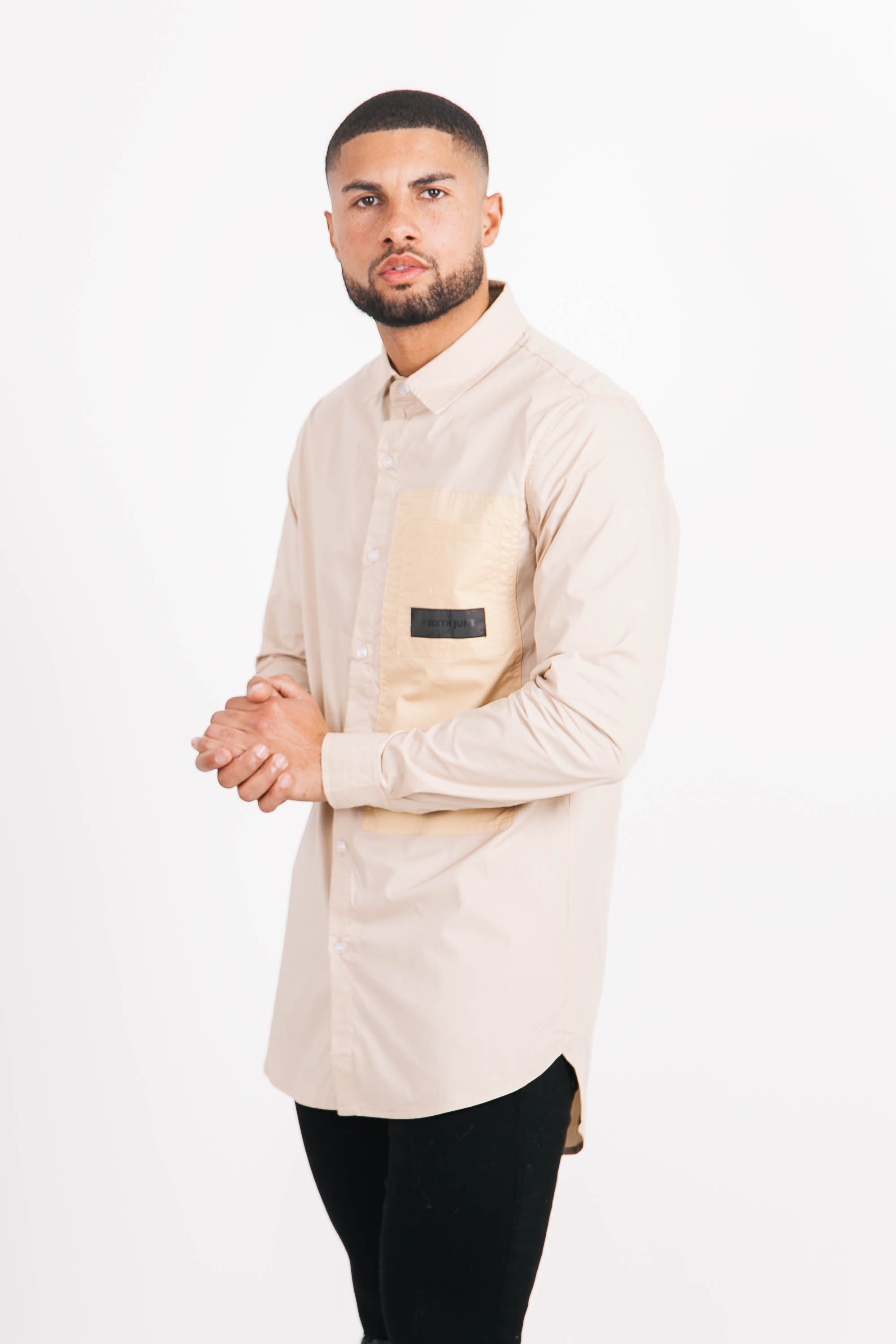 Sixth June - Chemise cargo bicolore beige