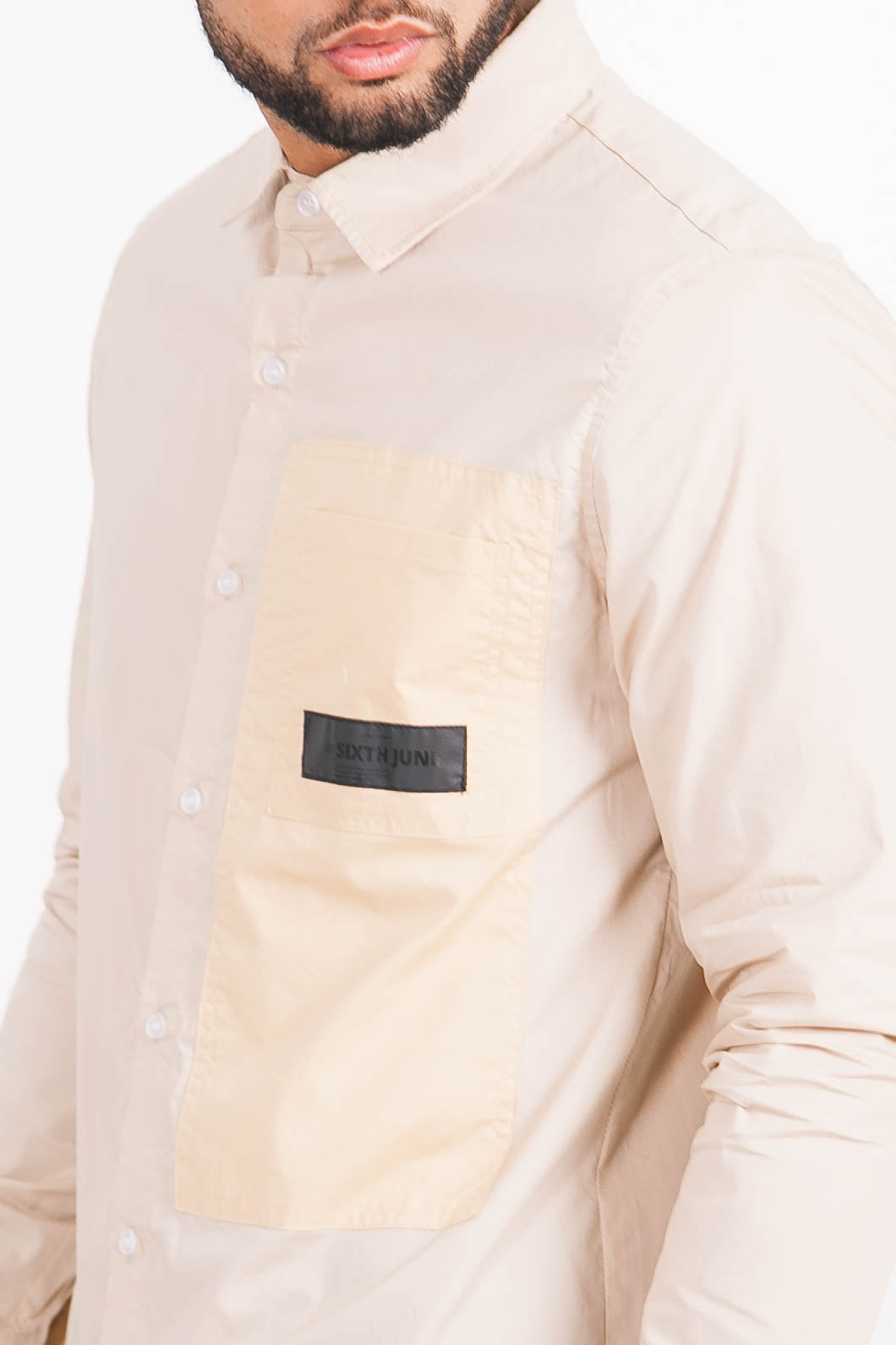 Sixth June - Chemise cargo bicolore beige