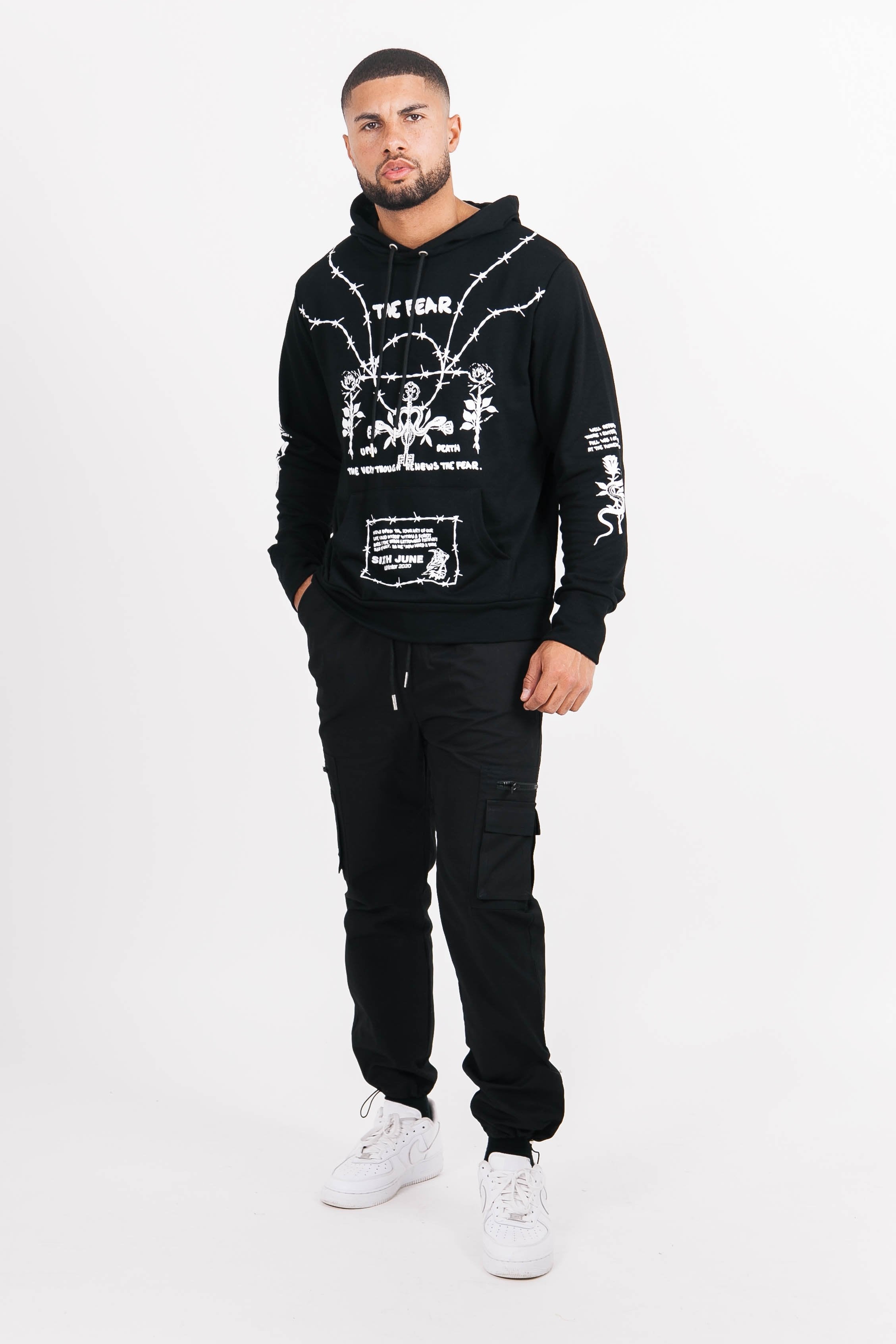 Sixth June - Sweat à capuche roses faucheuse Noir