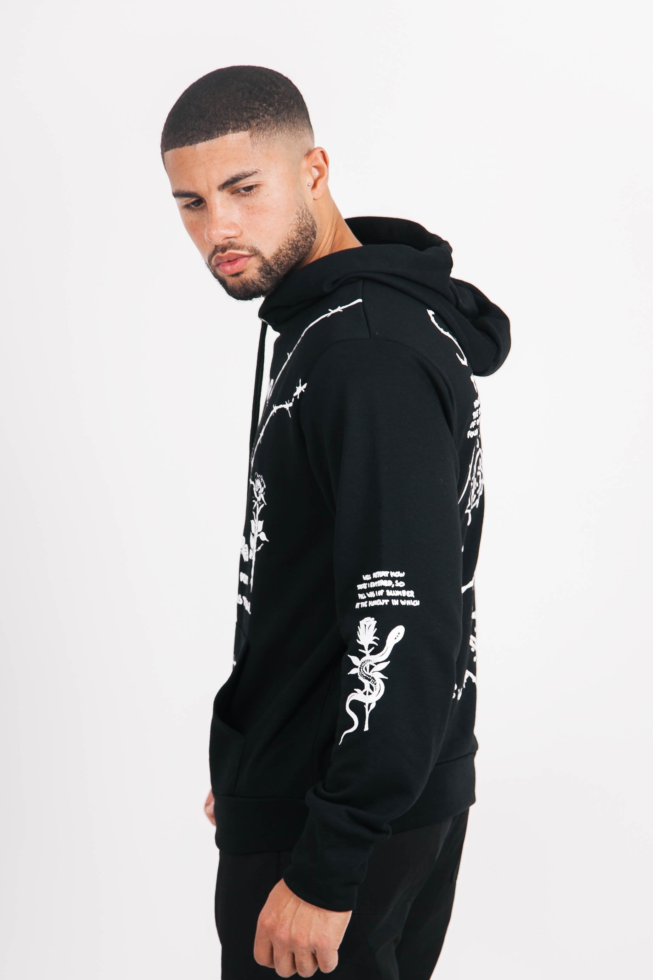 Sixth June - Sweat à capuche roses faucheuse Noir