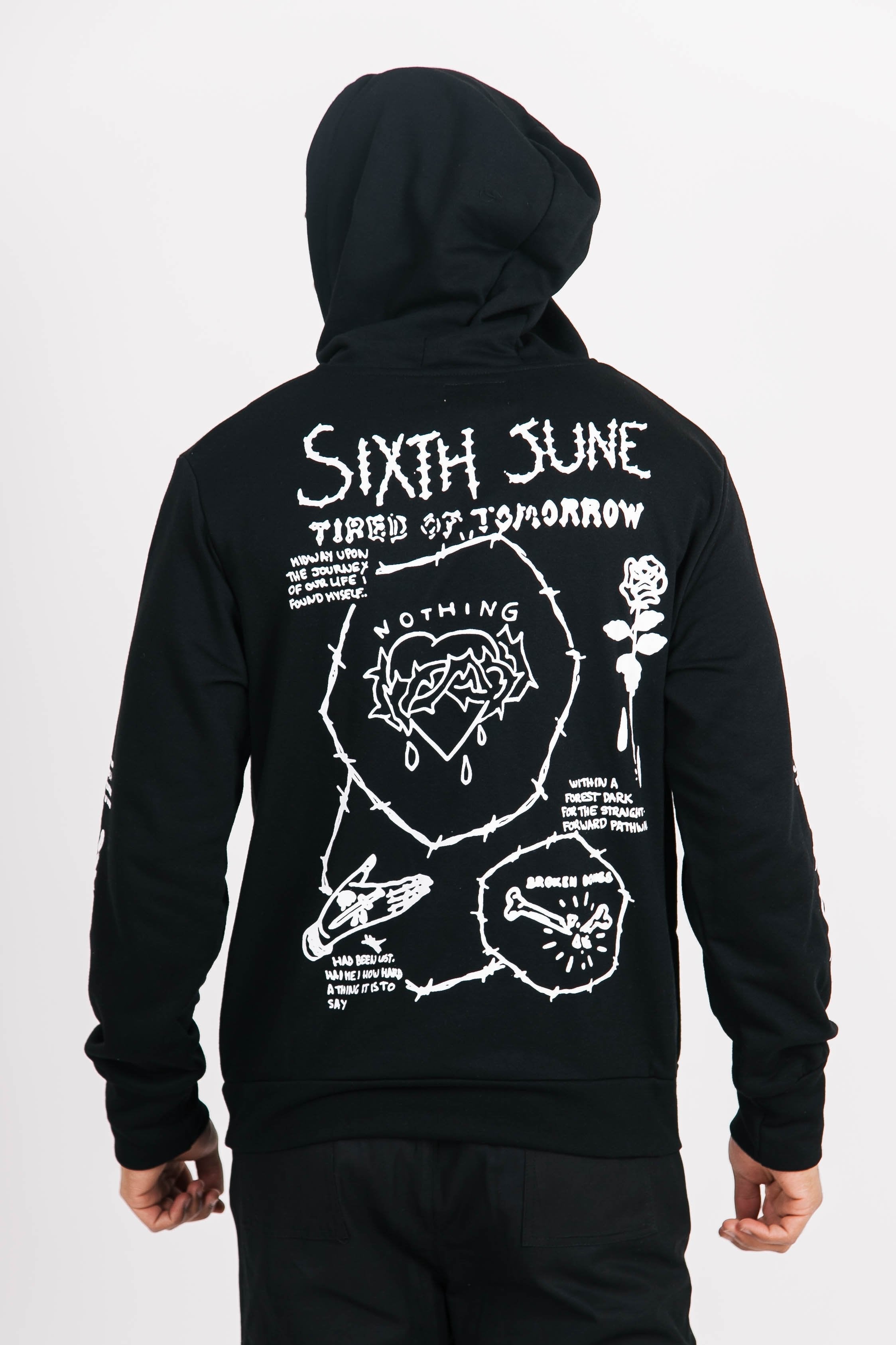 Sixth June - Sweat à capuche roses faucheuse Noir