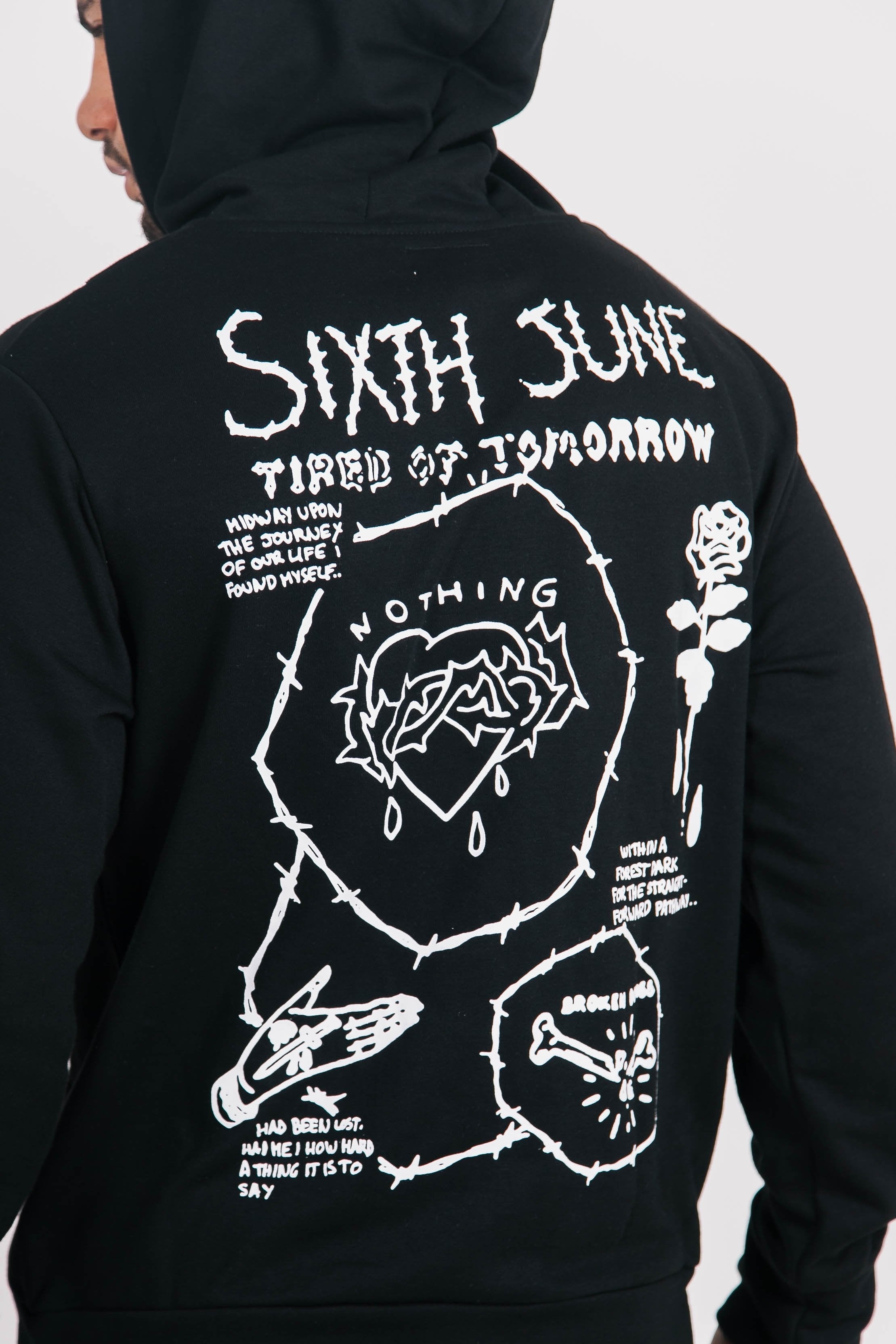 Sixth June - Sweat à capuche roses faucheuse Noir