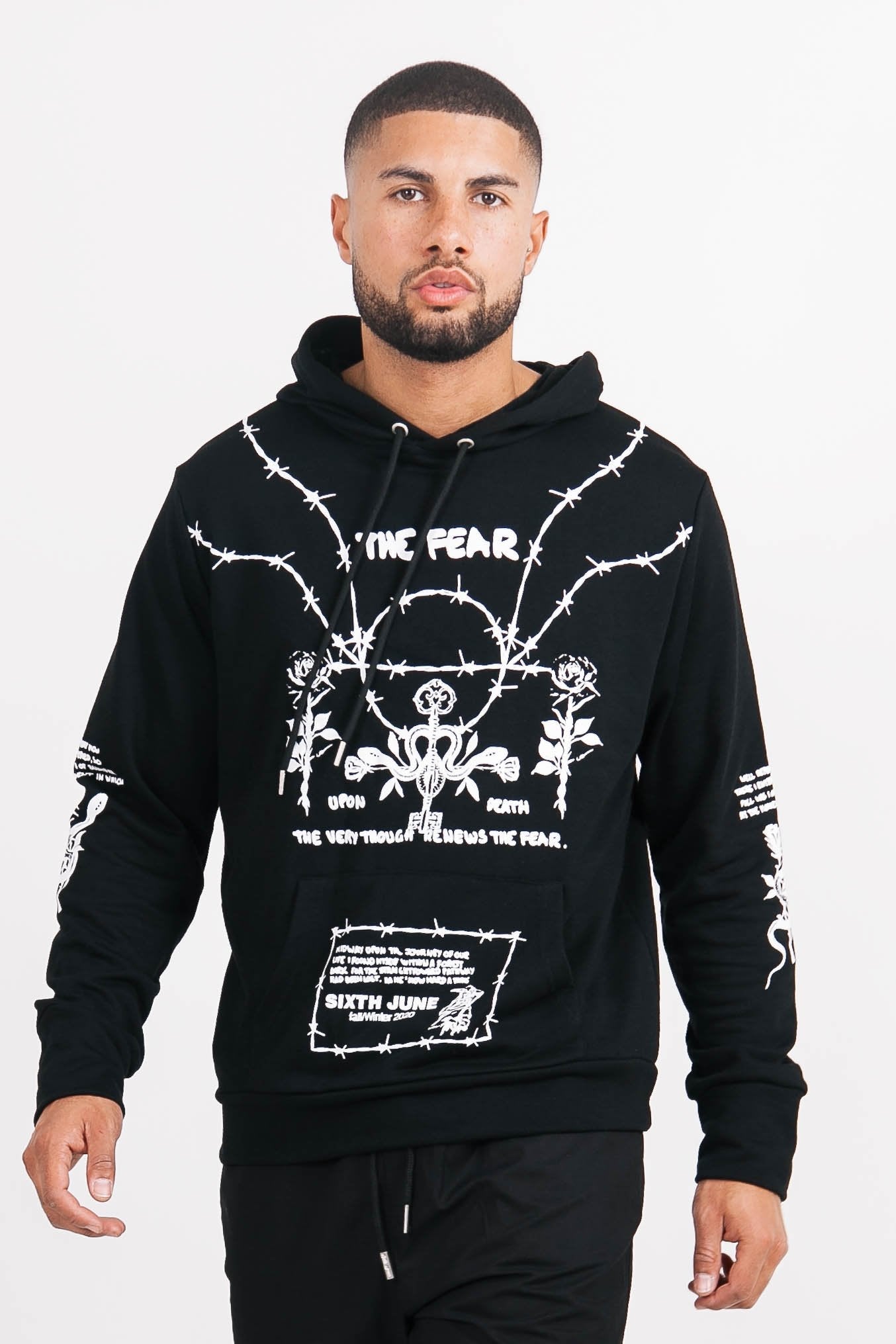 Sixth June - Sweat à capuche roses faucheuse Noir