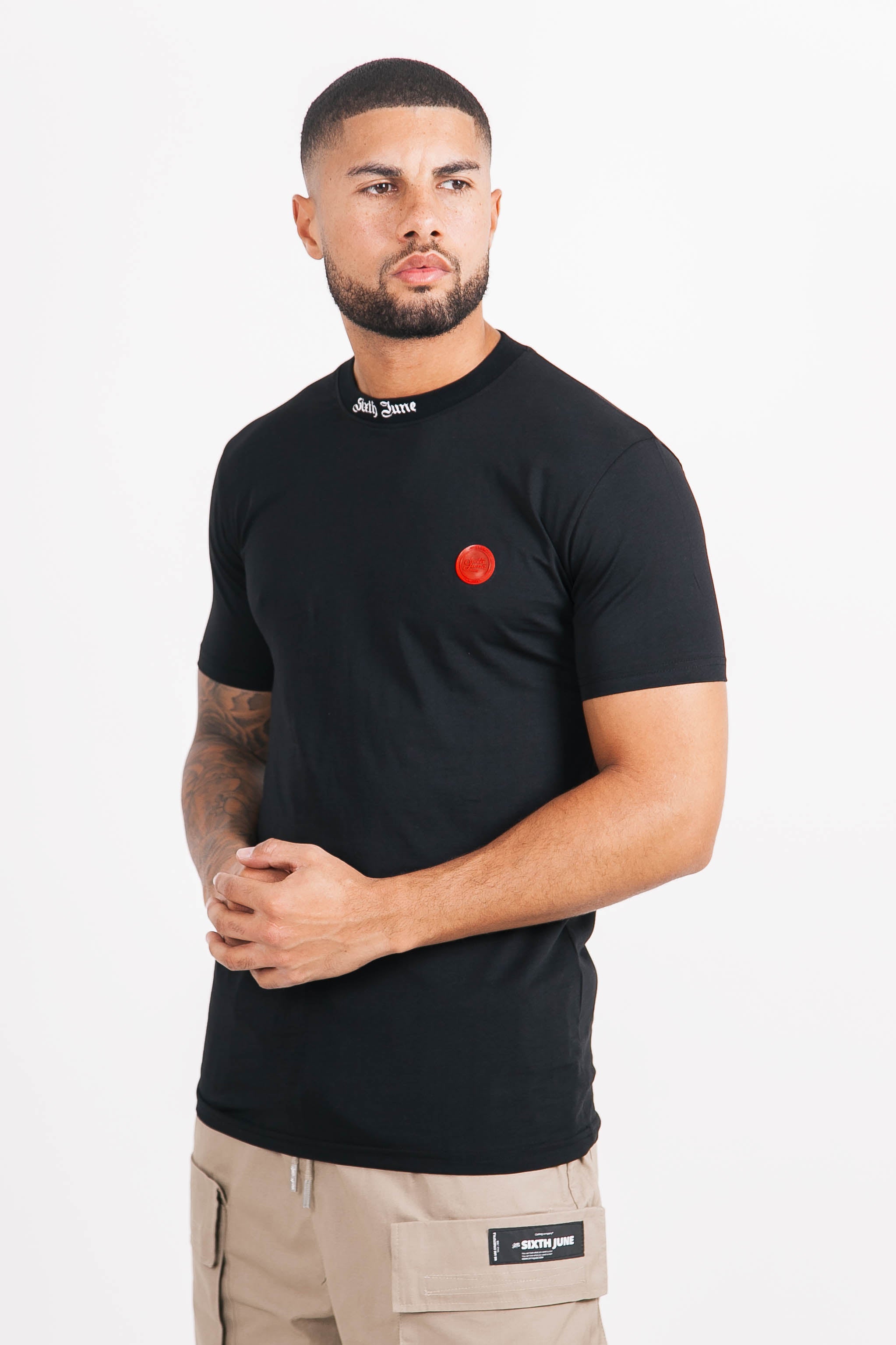 Sixth June - T-shirt col holographique noir