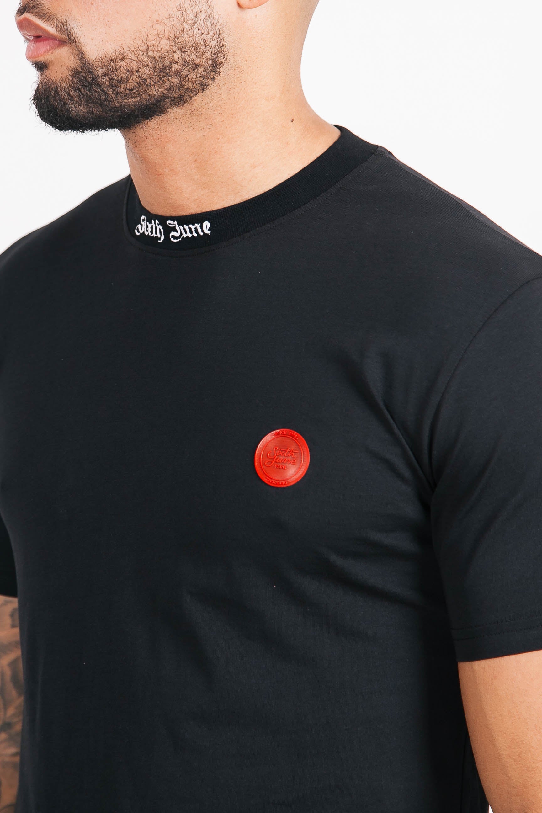 Sixth June - T-shirt col holographique noir