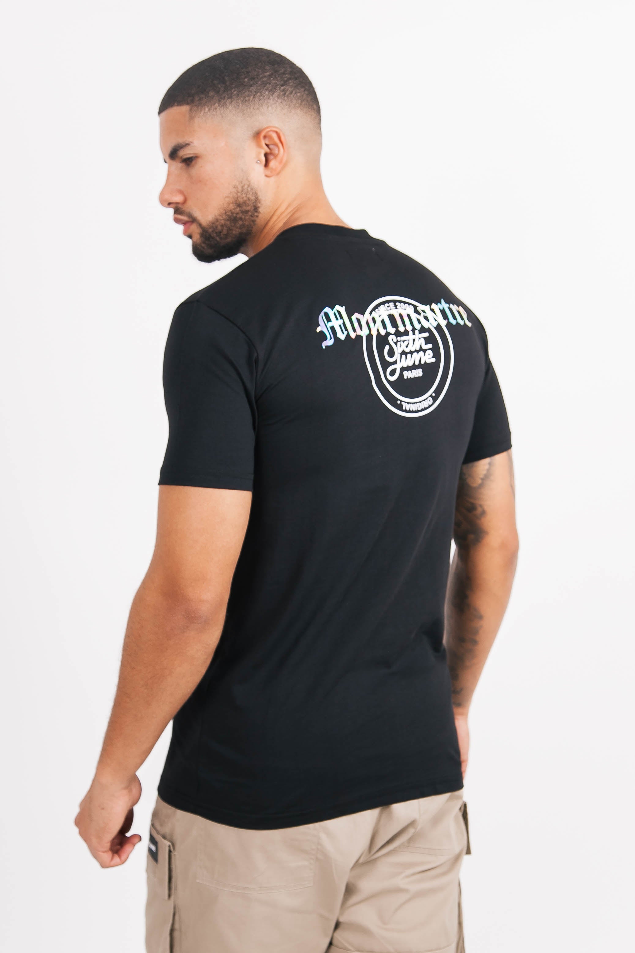 Sixth June - T-shirt col holographique noir