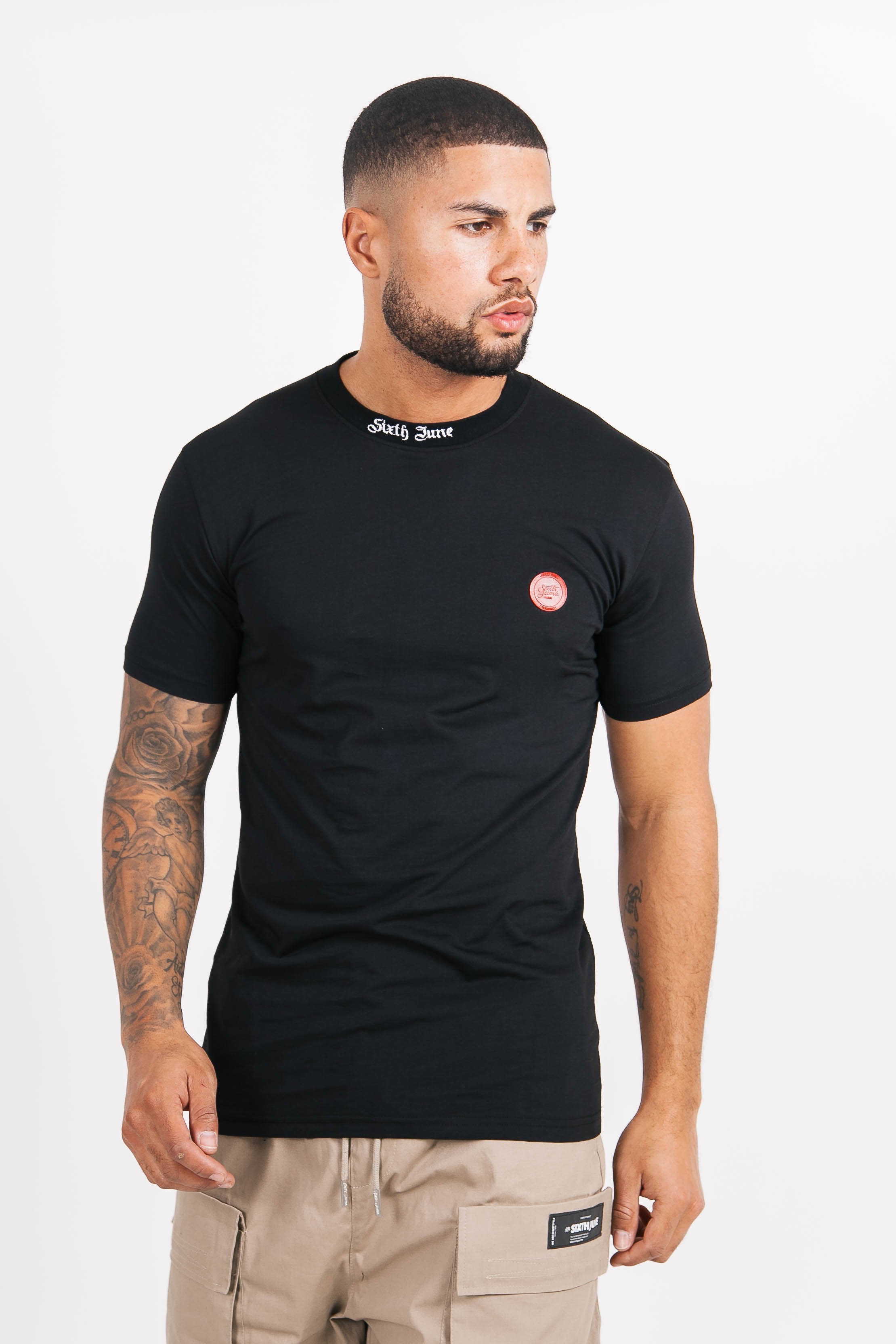 Sixth June - T-shirt col holographique noir